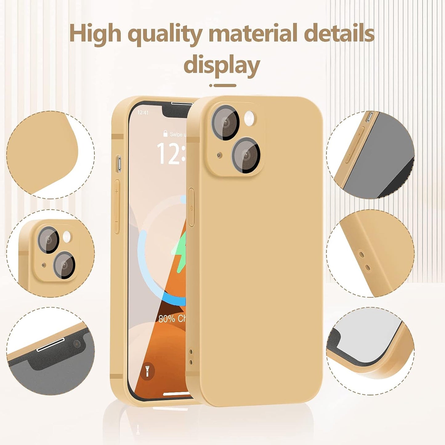 YZR Silicone Case Compatible with Iphone 13 Case (6.1 Inch 2021), with Camera Protection, Liquid Silicone Phone Case (Khaki)  YZR   