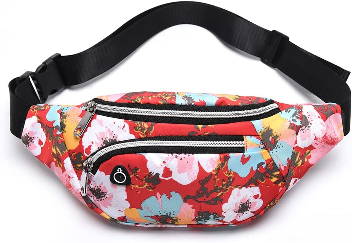 YUNGHE Waist Pack Bag for Men&Women - Fanny Pack for Workout Traveling Running.  YUNGHE Red Yellow Pink flowers  