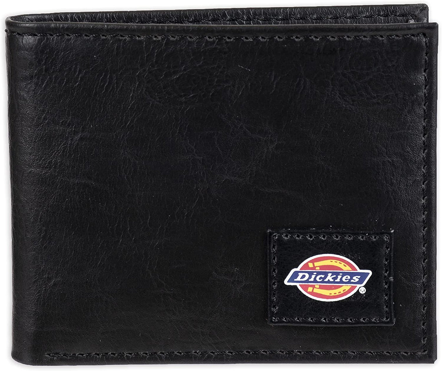 Dickies Men'S Leather Bifold Wallet  Dickies Black Patch One Size 