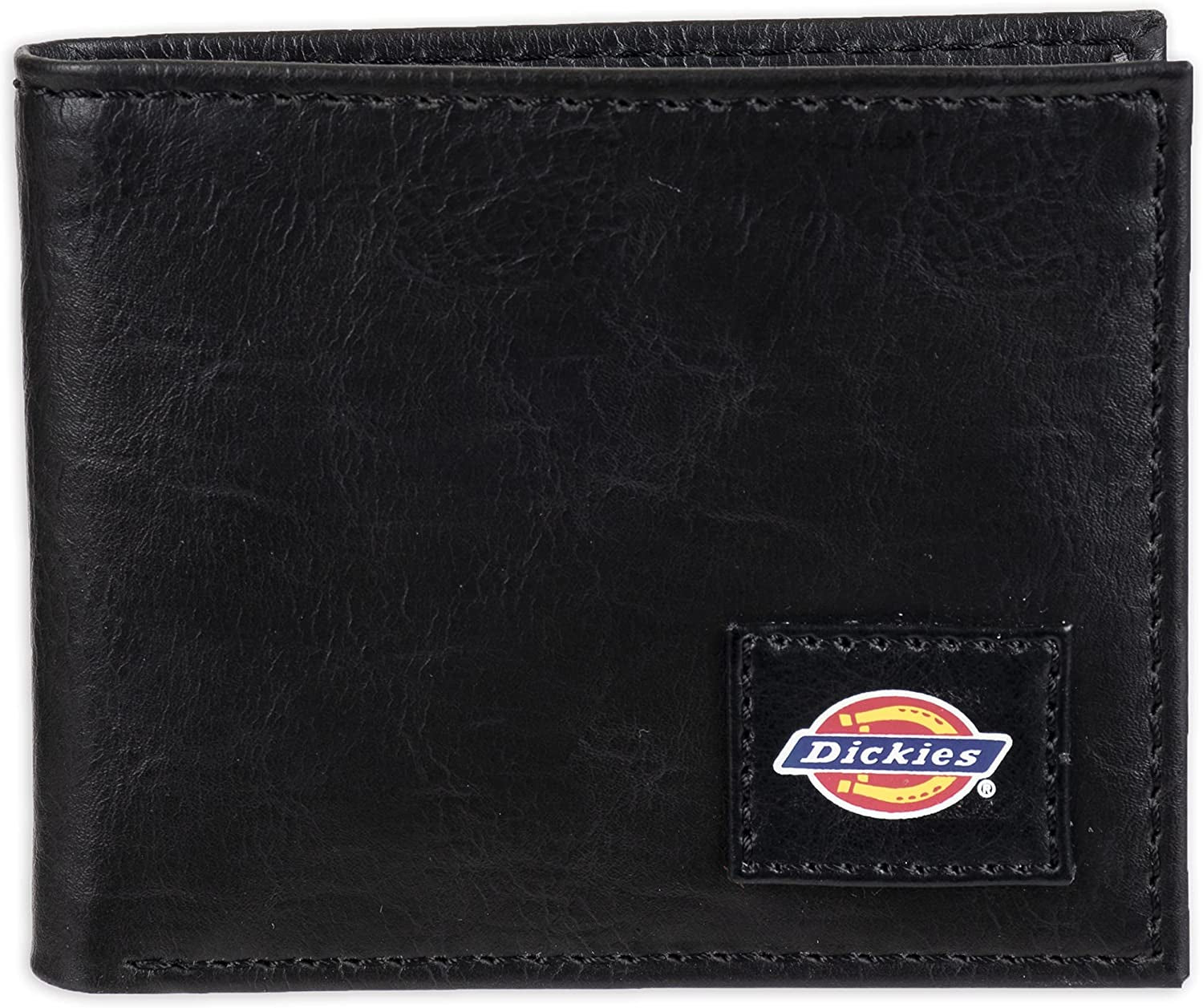 Dickies Men'S Leather Bifold Wallet  Dickies Black Patch One Size 