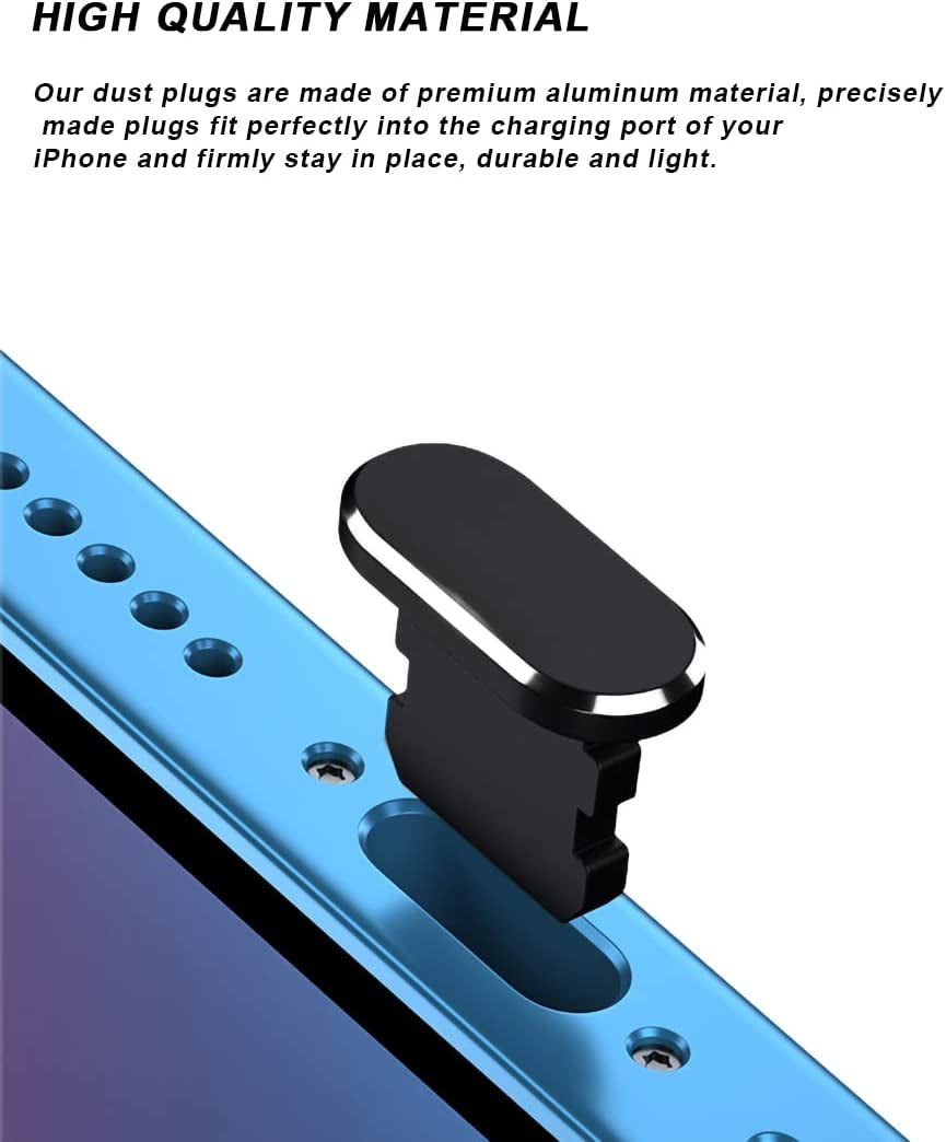 4 Pack anti Dust Plug Set Compatible with Iphone 13 12 Mini Pro Max 11 X XS XR 8 7 plus Ipad, Charging Port Cover Metal Anti-Dust Pluggy and Earphone Jack Devices with Easy Storage Box  CKANDAY   