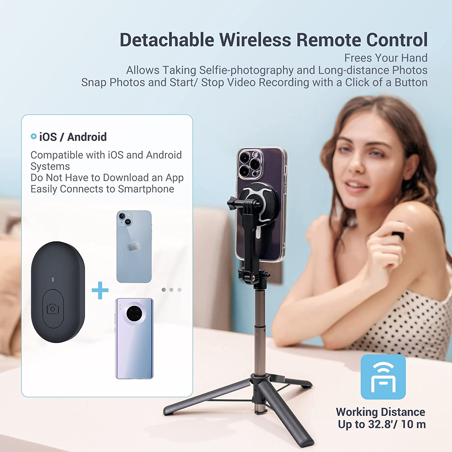 [2023 Newest] Magnetic Selfie Stick Tripod with Remote,Magnetic Magsafe Tripod Stand for Iphone 14 13 12 Pro Max Mini & Android & Compact Camera & Gopro,Magnet Mini Tripod for Vlogging Filmmaking  Jinjiacheng Photography Equipment Co.,Ltd.   