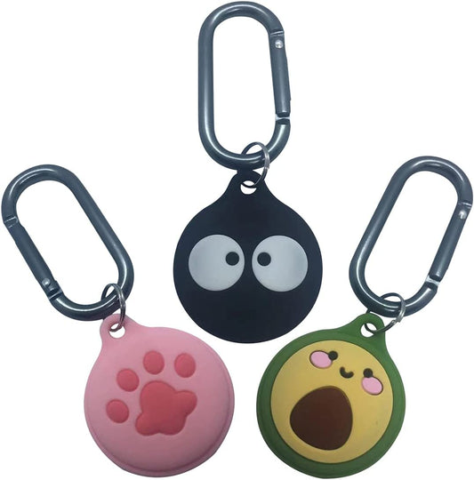 3 Pack Protective Case Compatible with Apple Airtag Cases, Cute Cartoon Silicone Protective Holder for Airtag Keychain, Pet,Luggage, Newest Design  Carrehome   