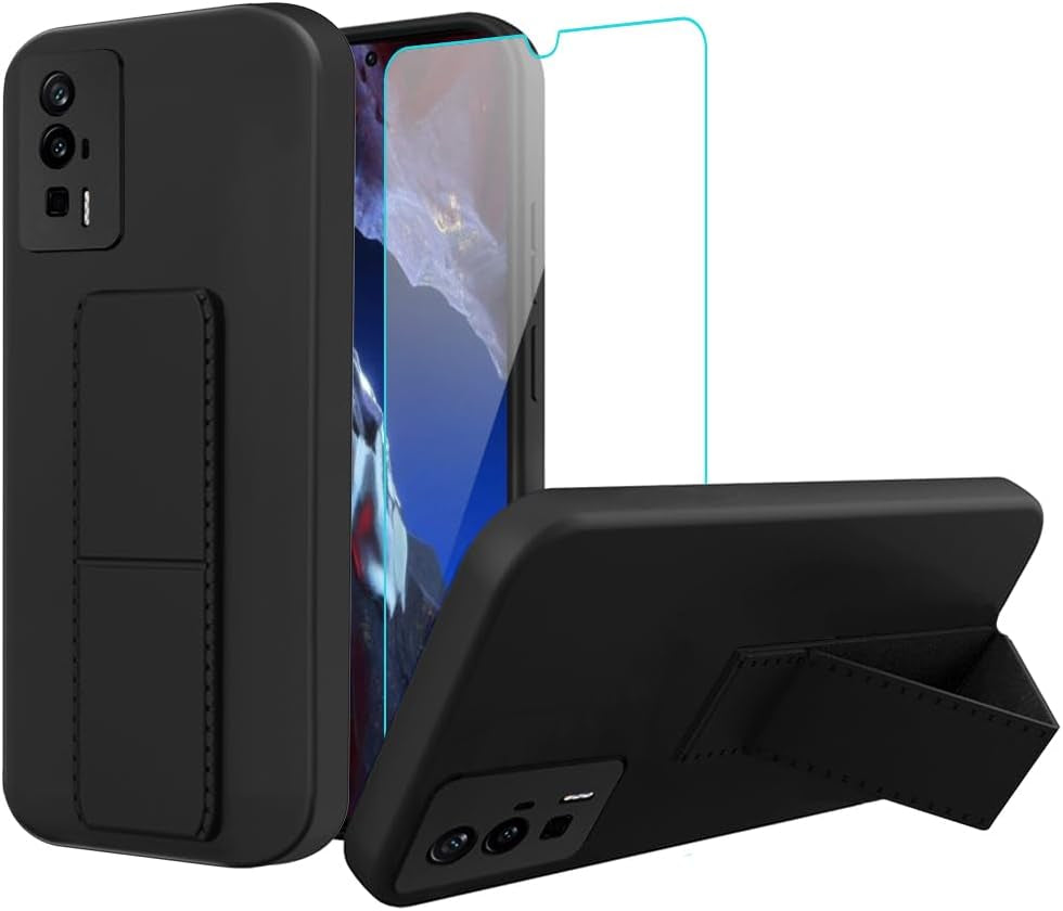 Case for Oneplus 8 2020 Phone Case, Stand Case with Tempered Glass Screen Protector Hidden Folding Kickstand Shockproof Protective Cover Silicone TPU Phone Case for Oneplus 8 - Black  Sitikai Xiaomi Poco F5 Pro Black  