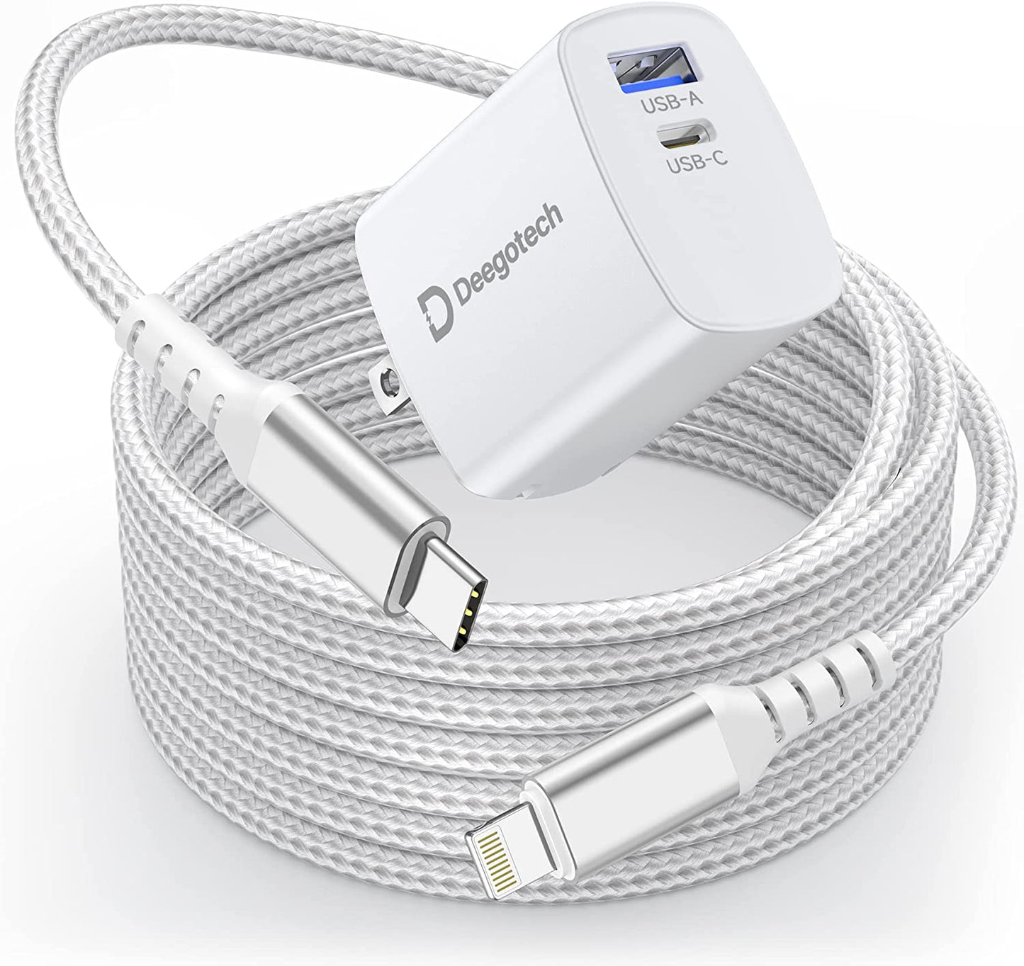 USB C Charger, Deegotech 20W PD Iphone Fast Charger, Dual Port Foldable Plug Type C Charger Compatible with Iphone 14/14 Pro/14 Pro Max/13 Pro Max/12/11/X/Se3, Ipad Pro  Shenzhen JiaYu Electronics Co., Ltd White 02 1 Pack 