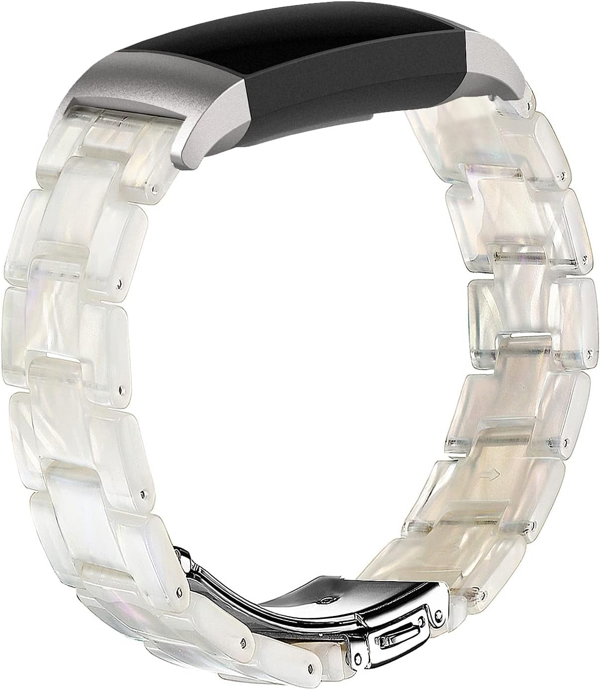 Wongeto Resin Bands Compatible for Fitbit Charge 3 / Charge 4/ Charge 3 SE Band，Replacement Wrist Accessory Rose Gold Buckle Fitness Bands Straps Bracelet Wristbands Women Men (Pink)  Wongeto fluorescent white  