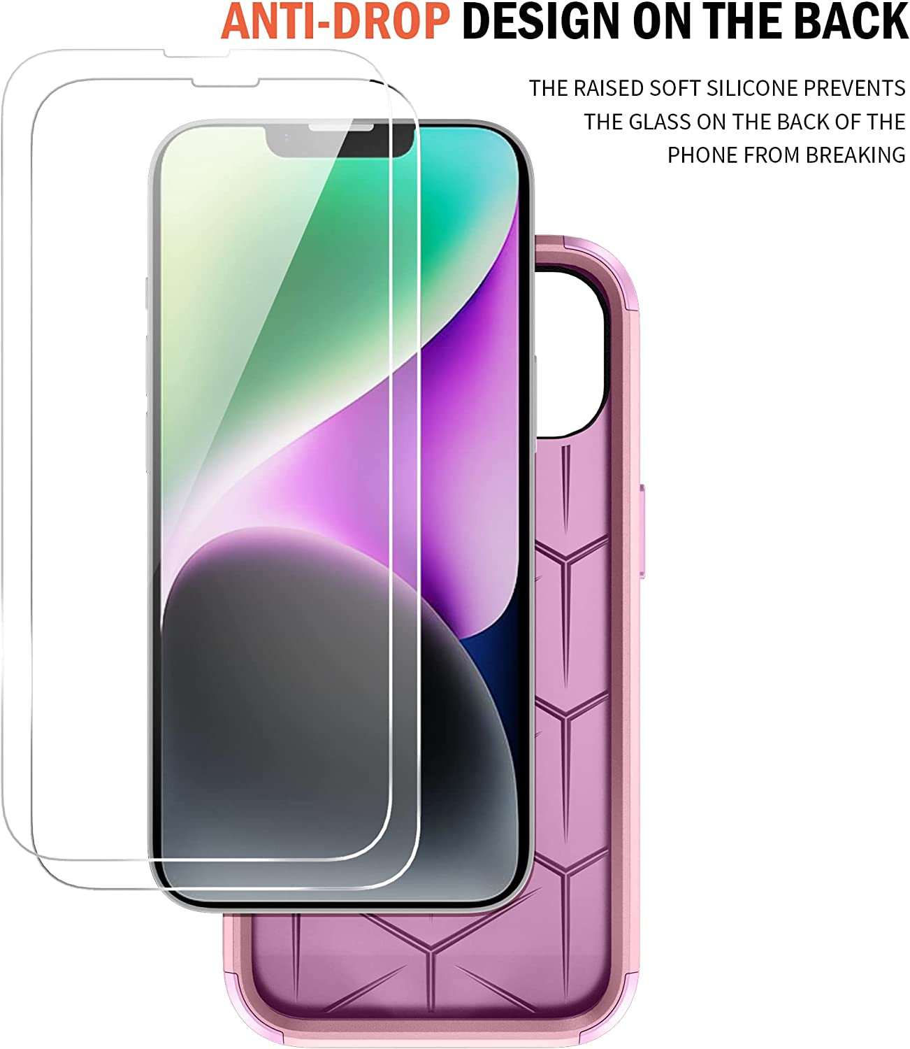 Ezanmull for Iphone 14 Case, [Shockproof] [Dropproof] [Full-Body] [2+Tempered Glass Screen Protector + 2+Tempered Camera Lens Protector] Heavy Duty Protection Phone Case for Apple Iphone 14 (Pink)  Ezanmull   