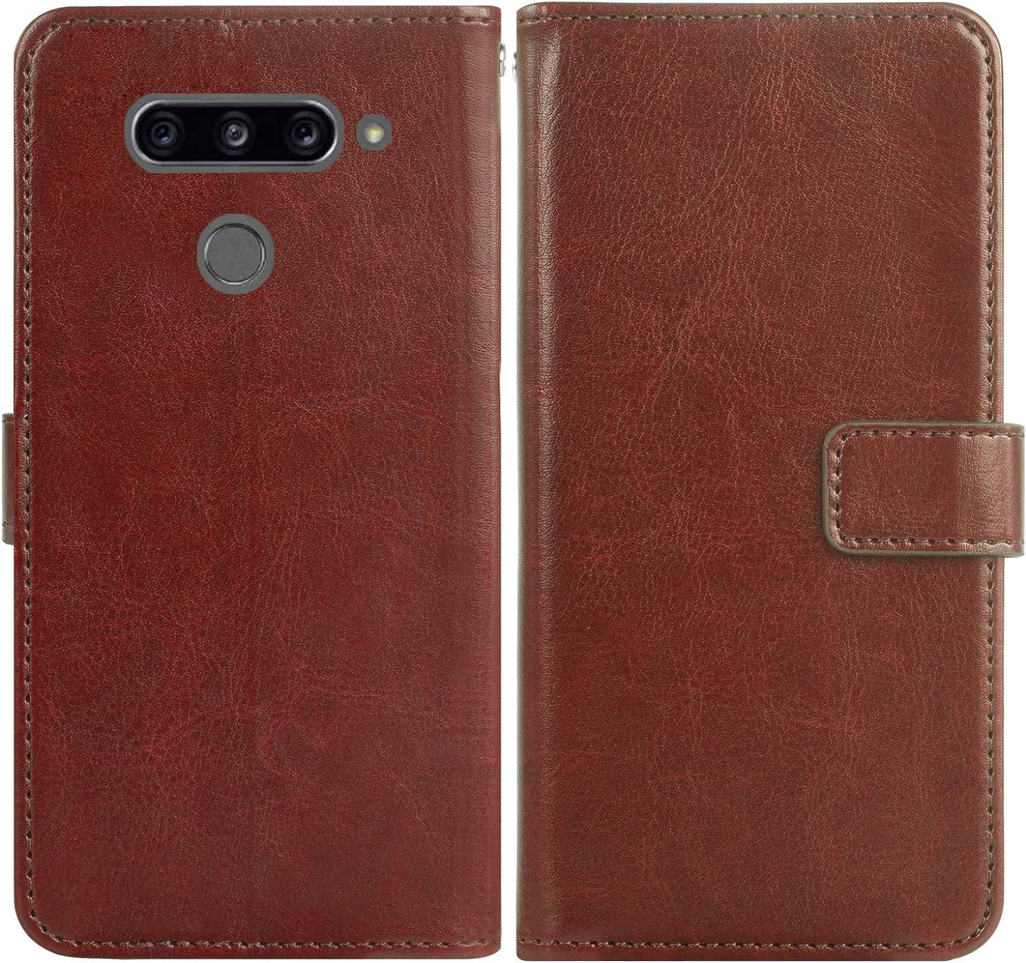 Asuwish Compatible with LG V40 Thinq Wallet Case Tempered Glass Screen Protector and Leather Flip Card Holder Stand Accessories Phone Cases for LGV40 Storm V 40 Thin Q V40Thinq LG40 40V 40Thinq Brown  Asuwish   