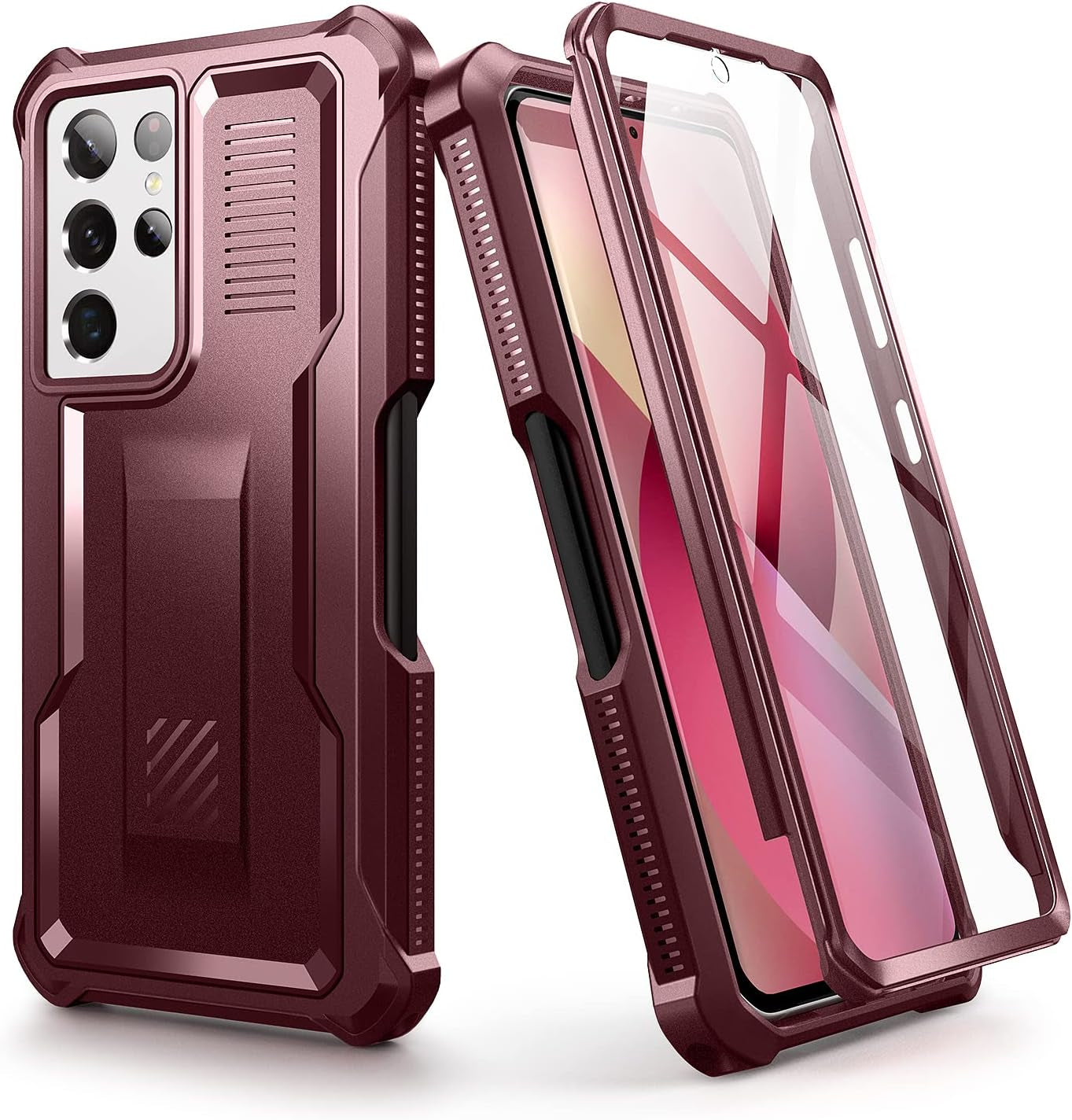 Dexnor for Samsung Galaxy S21 Ultra Case with Screen Protector & S Pen Slot(S Pen Not Included) Dual Layer Cover, 360 Full Body Protective Shockproof Heavy Duty Bumper for S21 Ultra 6.8 Inch-Blue  Dexnor Red  