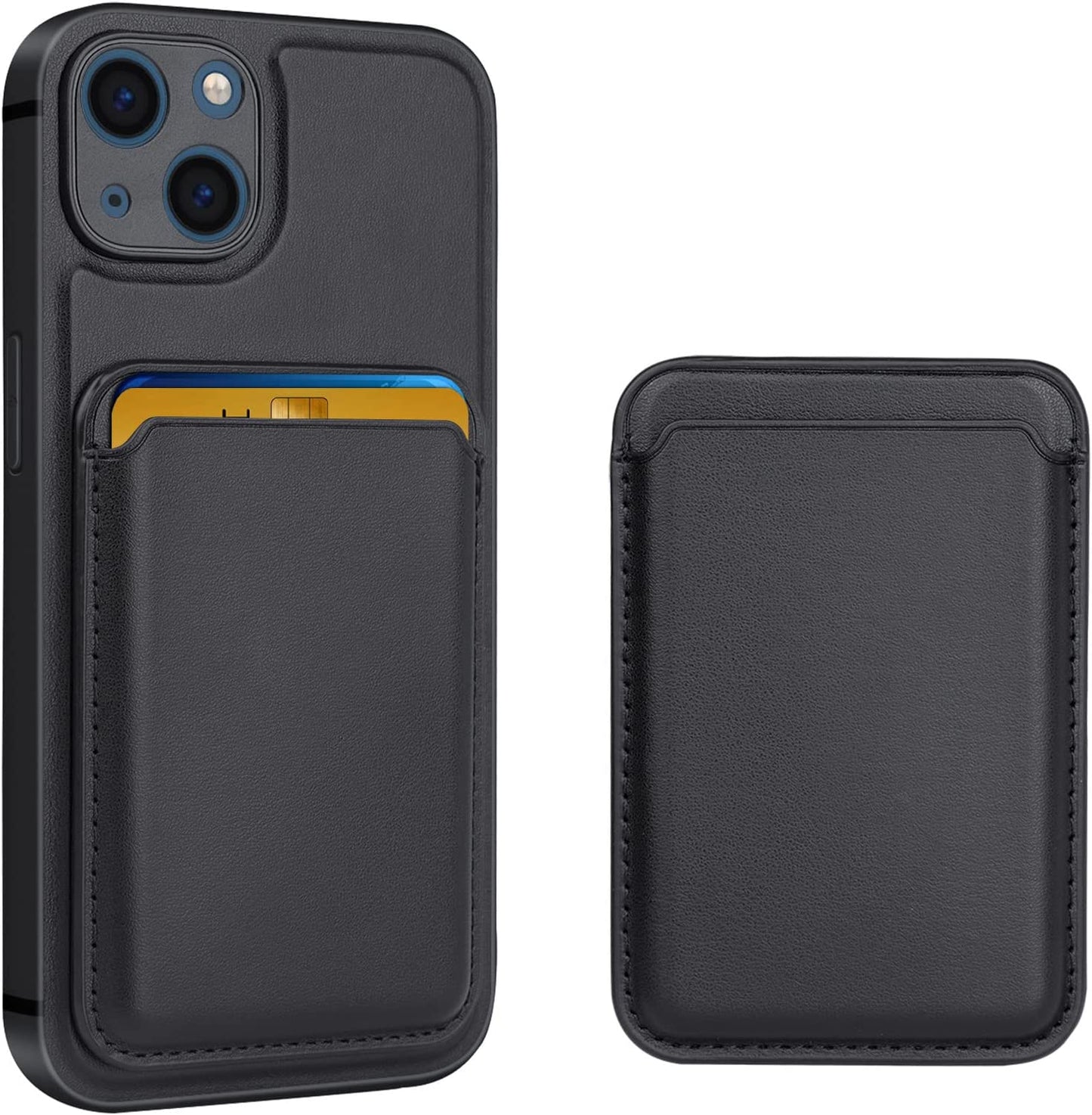 DK177 [2 in 1] Magnetic Leather Case for Iphone 13 + Card Holder Wallet, Magnetic PU Leather Card Holder Shockproof Protective Cover Compatible with Magsafe 6.1 Inch, Black  DK177   