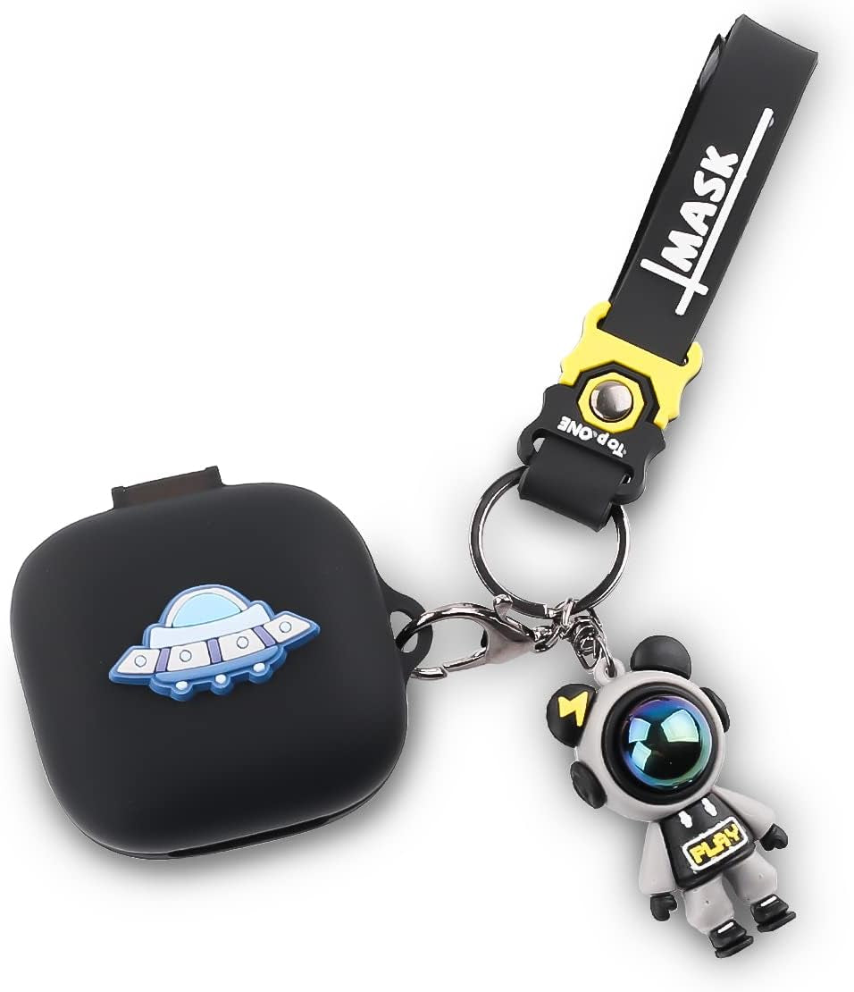 Fit Designed for Beats Fit Pro 2021 New Earbuds, Suublg Beats Fit Pro Cartoon Silicone Headphones Charging Case Cover with Cute Doll Keychain Full Body Anti-Lost Lanyard Protection  Suublg Spaceship  