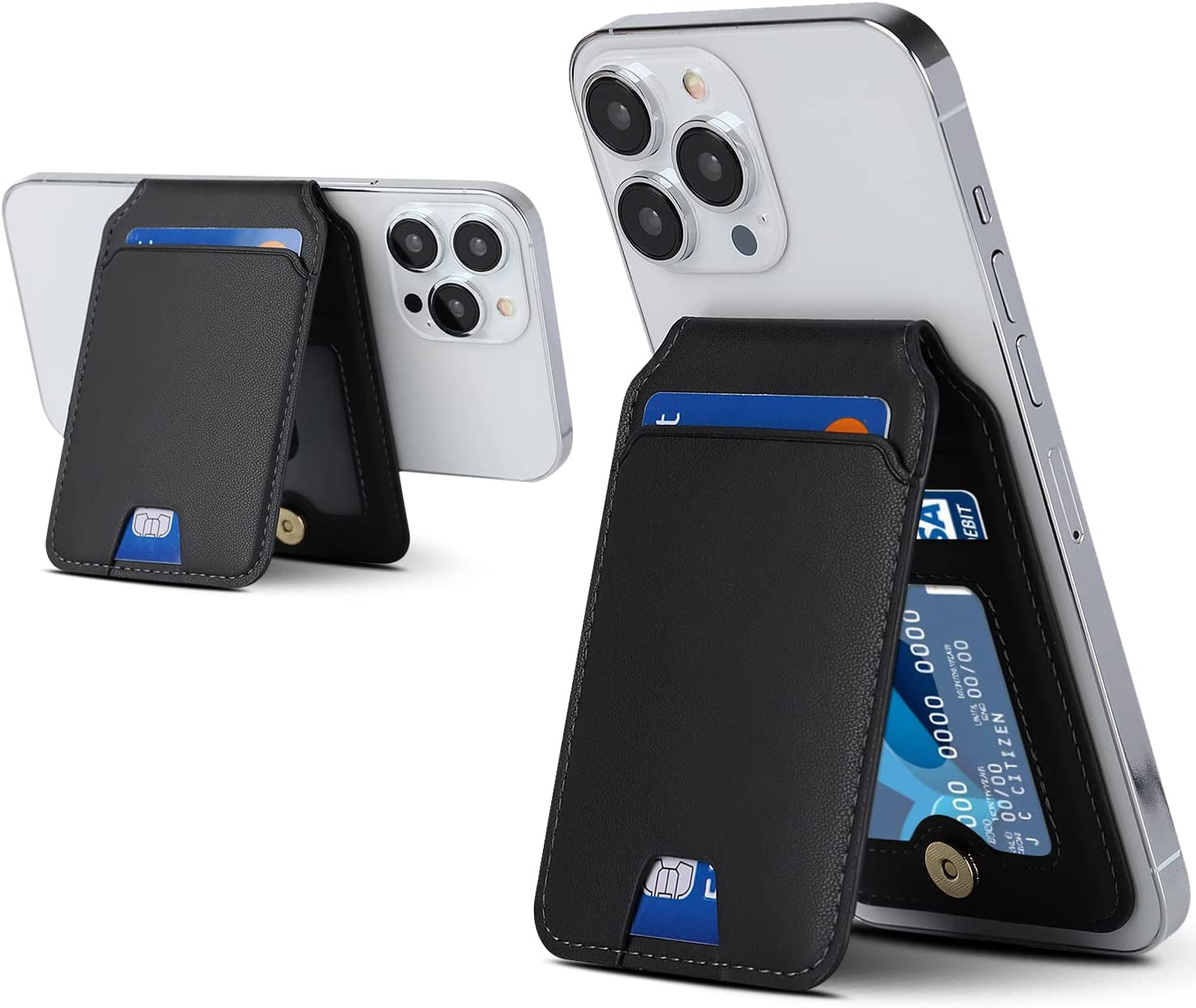 Cavor for Apple Wallet Magsafe Magnetic Phone Magsafe Wallet 14 Pro Max/14 Pro/14/14 Plus/13/12 Magsafe Card Holder,Phone Mag Safe Wallet as Credit for Iphone 14/13/12 Mini Series,Purple  Cavor Black  