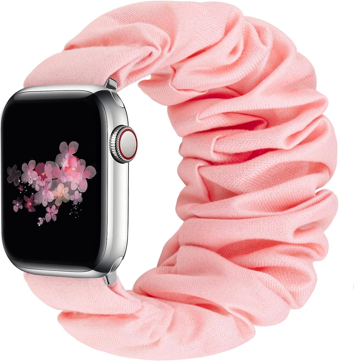 Greatfine Compatible for Apple Watch Band Scrunchie 38Mm 40Mm 41Mm 42Mm 44Mm 45Mm,Soft Elastic Scrunchie Watch Bands,With Iwatch Series 8 7 6 SE 5 4 3 2 1 Ultra,Replacement Wristband for Women(S/M)  HSELE B-Pink 42mm/44mm/45mm-S/M 