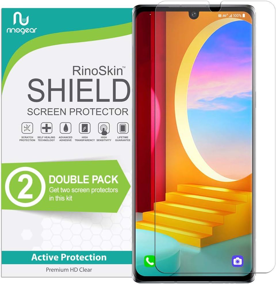 Rinogear (2-Pack Screen Protector for LG G7 Thinq (6.1" - Inch) Screen Protector Case Friendly Accessories Flexible Full Coverage Clear TPU Film  RinoGear 6.8"-Inch  
