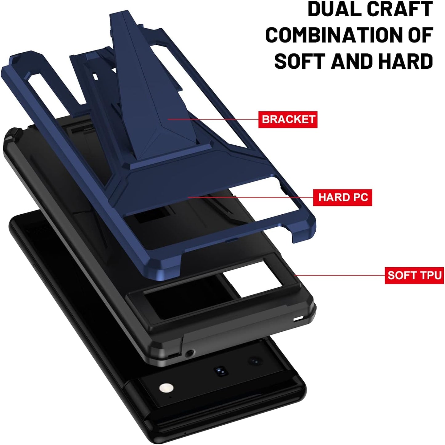 Aicase Compatible with Google Pixel 6 Case (2021) Kickstand with Car Magnetic Heavy Duty Military Grade Protection Shockproof Protective Cover for Google Pixel 6  AICase   