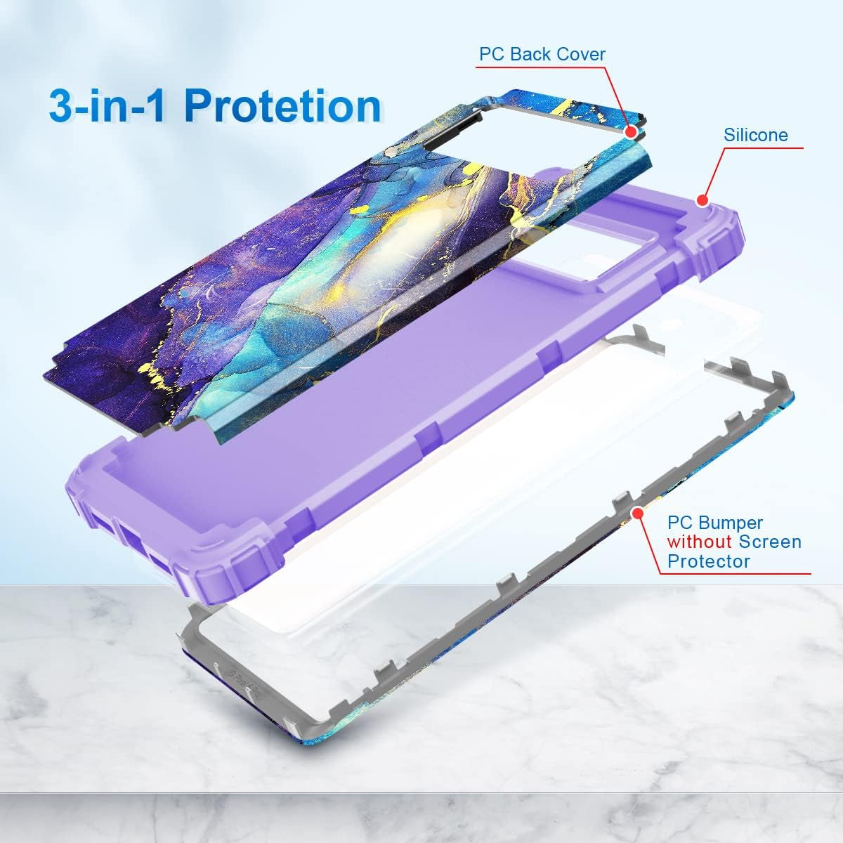 Rancase Compatible with Google Pixel 6 Case,Three Layer Heavy Duty Shockproof Protection Hard Plastic Bumper +Soft Silicone Rubber Protective Case for Google Pixel 6,Purple  Rancase   