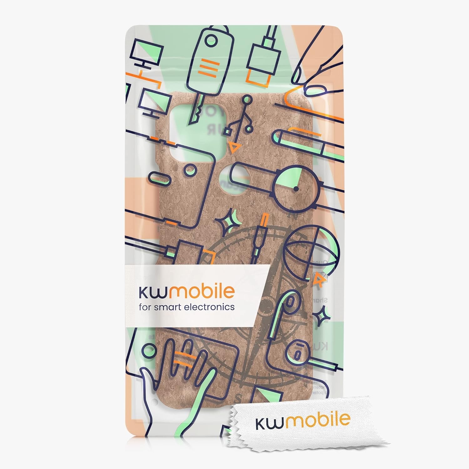 Kwmobile Case Compatible with Google Pixel 5 - Protective Cork Cover - Navigational Compass Dark Brown/Light Brown  kwmobile   
