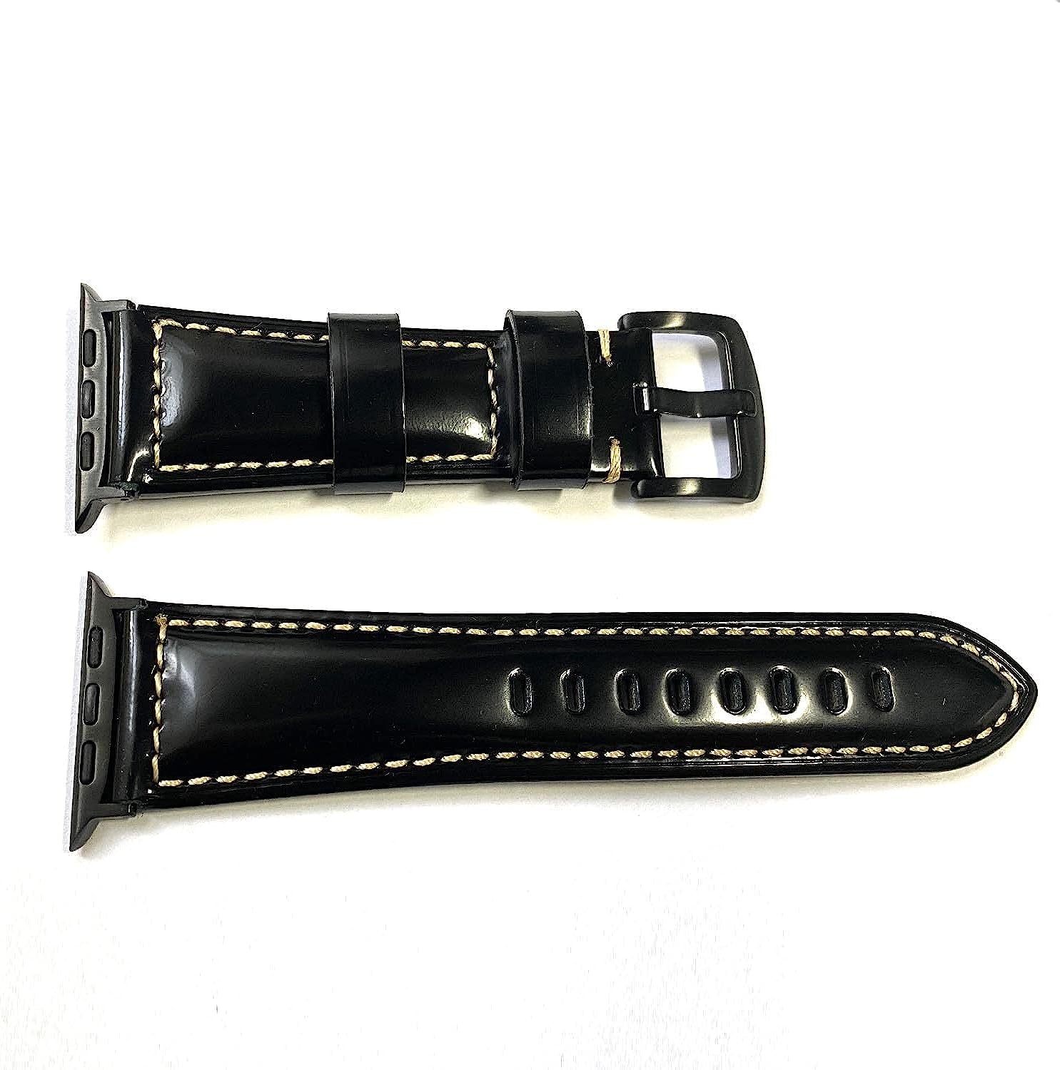 BOTOMALL Compatible with Apple Watch Ultra Band Leather 49/45/44/42Mm 41/40/38Mm Series 8 7 SE 6 5 4 3 2 1 Premium Vintage Leather Replacement Straps for Iwatch Men Women  BOTOMALL Oilwax Black 49mm 45mm 44mm 42mm 