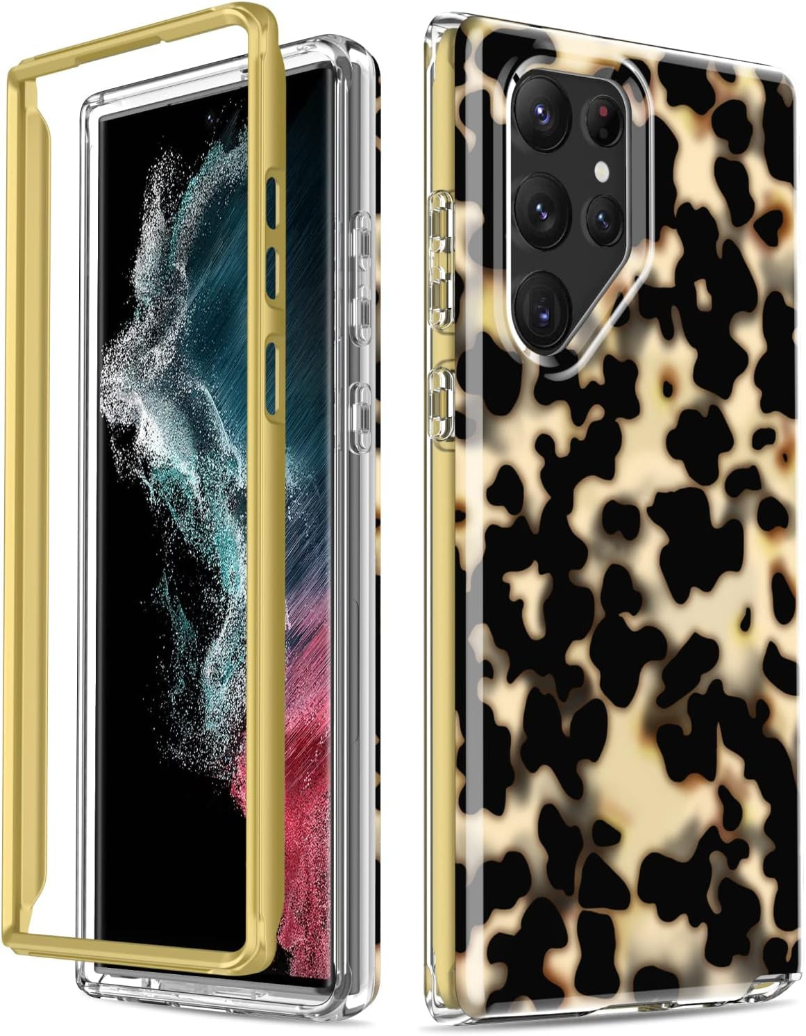 SEXYMOM for Samsung Galaxy S22 Ultra Case,Military Grade Durable Shockproof Cover with Fashion Designs for Women Girls,Slim Fit Protective Phone Case for Galaxy S22 Ultra 6.8" Fanstic Rainbow  SEXYMOM Black Gold Leopard  