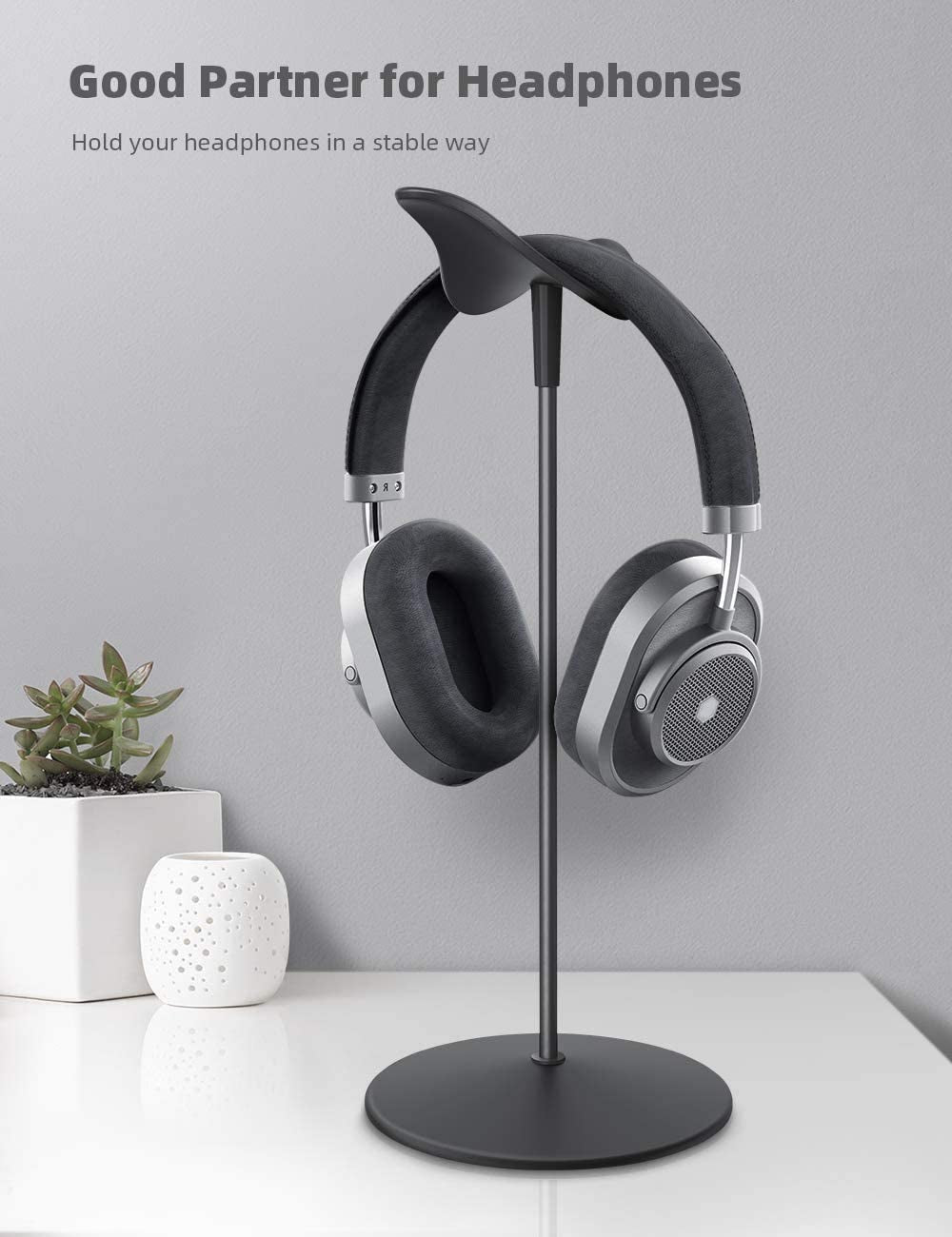 Lamicall Headphone Stand, Desktop Headset Holder - Desk Earphone Stand, for All Headsets Such as Airpods Max, Hyperx Gaming Headphones, Beats/Sennheiser Music Headphones - Black  Lamicall   