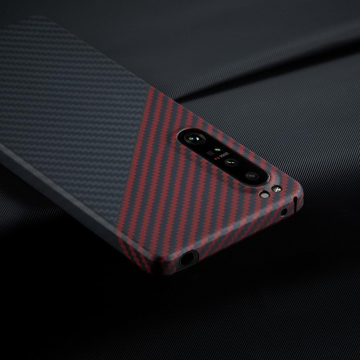 GIMENOHIG Ultra Thin and Lightweight Aramid Carbon Fiber Case for Sony Xperia 1 Iv (Red Black)  GIMENOHIG01   