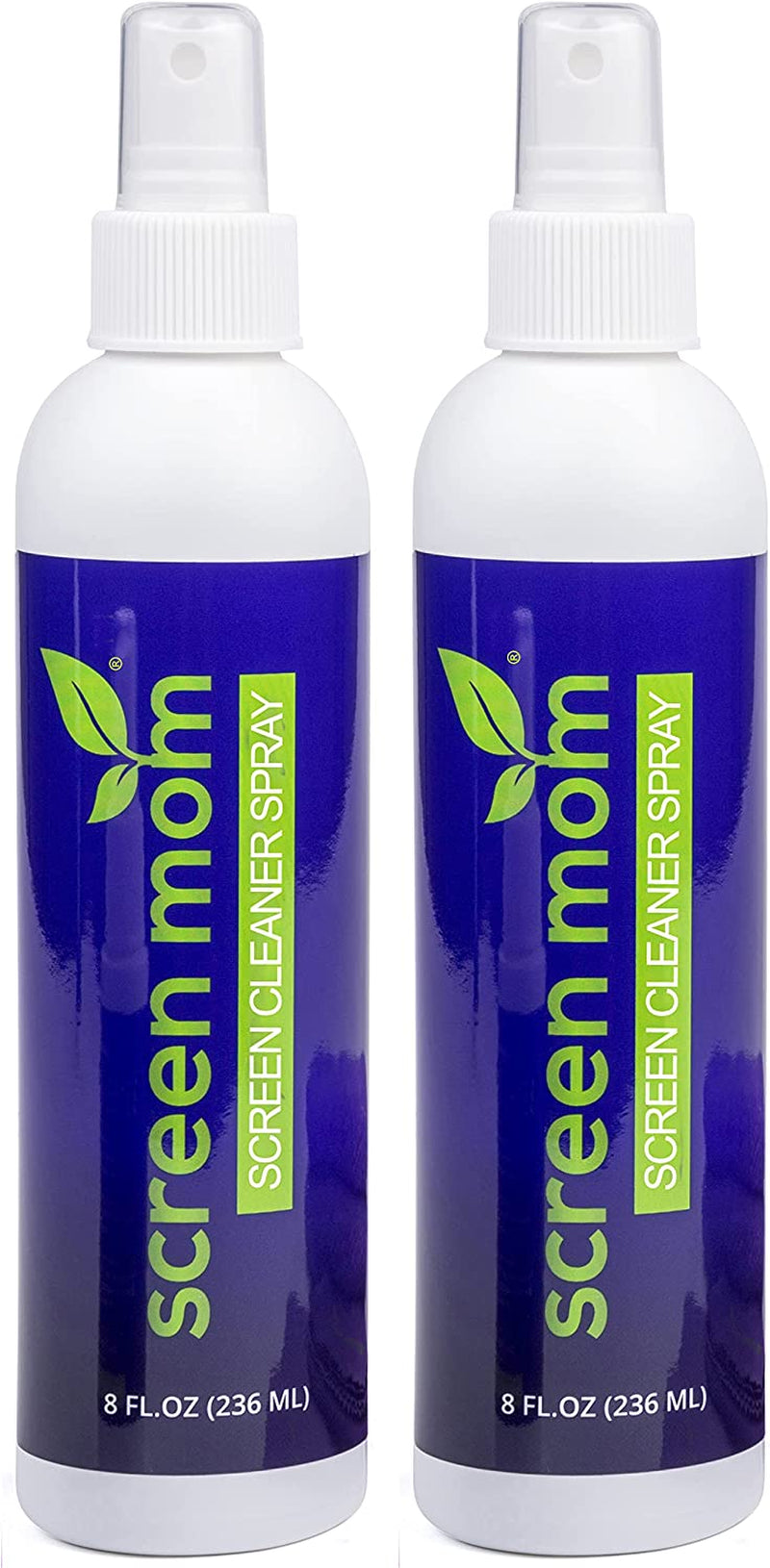 Screen Mom Screen Cleaner Kit 8Oz (2-Pack) for LED & LCD TV, Computer Monitor, Electronics, Phone, Laptop Cleaning, Ipad, and Flat Screen - Includes (2) 8Oz Spray Bottles & Large Microfiber Cloths  Screen Mom   
