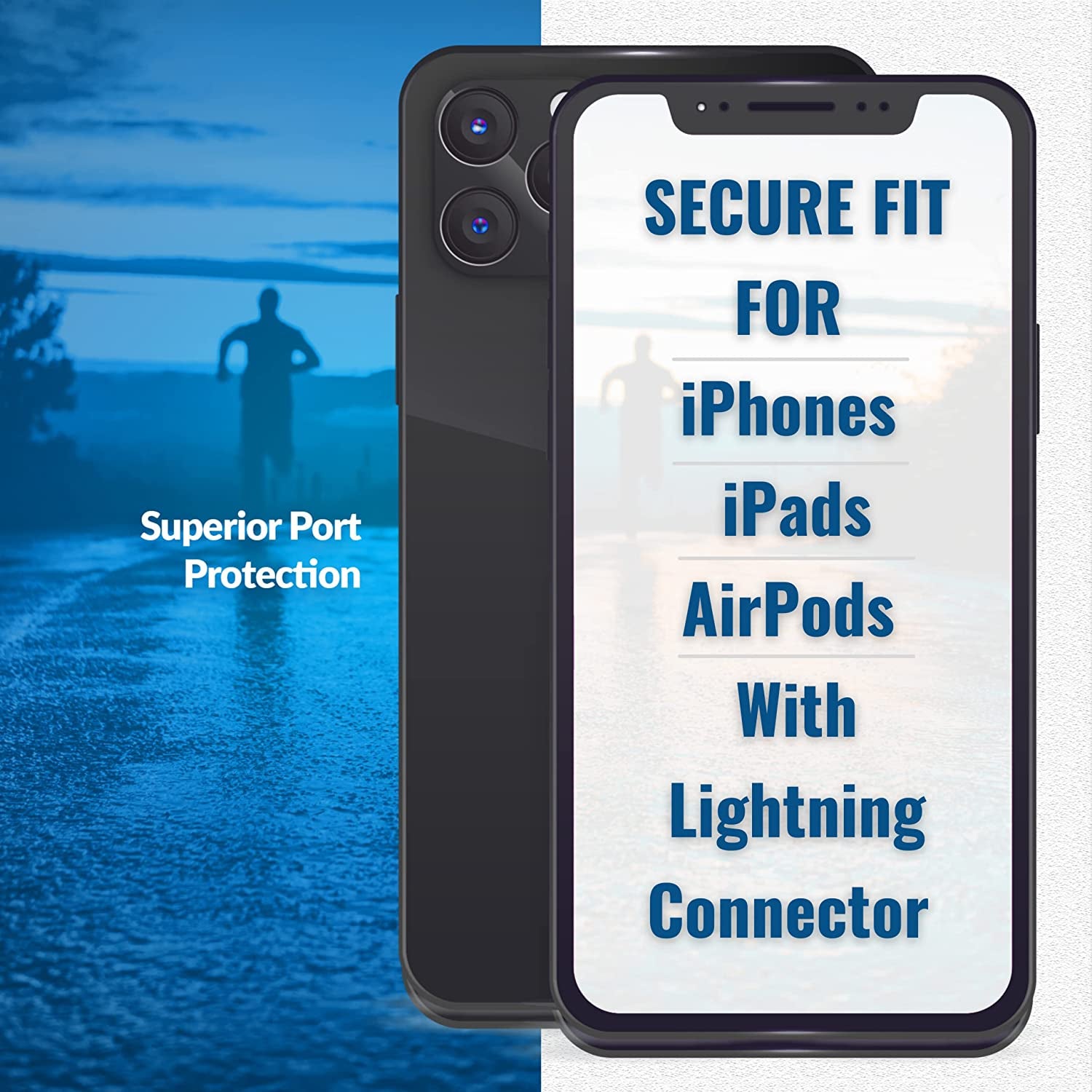 Portplugs Anti-Dust Plugs (2-Pack) Compatible with Iphone 14/13/12/11/X/XS/8/7, Plus/Max/Pro/Mini, Ipad - Aluminum, Includes 2 Holders & Cleaning Brush (Black)  PortPlugs   