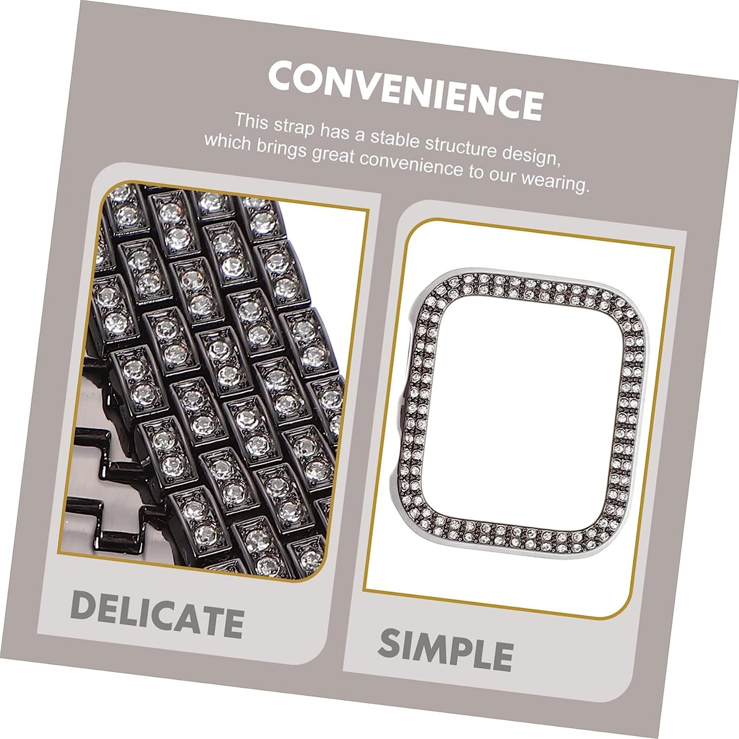Mikikit Aplple Watch Bands 4 Sets Anti- Decorative Watch Case Band Watchband Anti-Slip Anti-Skid Portable Belt Rhinestone Metal of Replacement Replaceable Strap Slip  Mikikit   