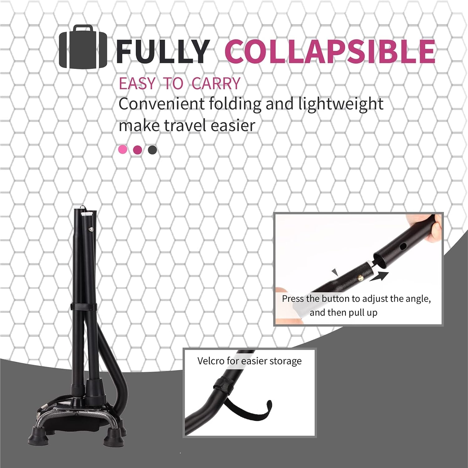 LIXIANG Walking Cane 3 In1 - Adjustable Lightweight Walking Sticks from 29-37 Inches,Balancing Mobility Aid for Men and Women  LIXIANG   