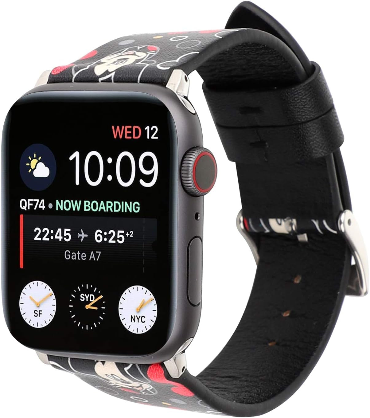 Lovely Style Watch Band Strap Cute Dressy Leather Wristband Bracelet Compatible with 45Mm 44Mm 42Mm Apple Watch Series 8/7/6/5/4/3/2/1/Se/49Mm Ultra (Black)  Clatune   