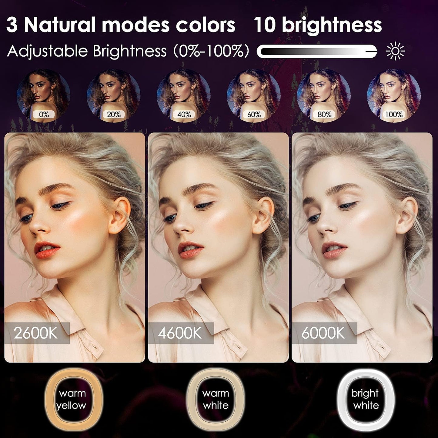 12'' RGB Selfie Ring Light,Mayoga Dimmable LED Ring Light with Tripod Stand & Phone Holder,Circle Light for Live Stream/Youtube Video/Makeup/Tik Tok/Vlogging,Compatible with Iphone Android  MAYOGA   