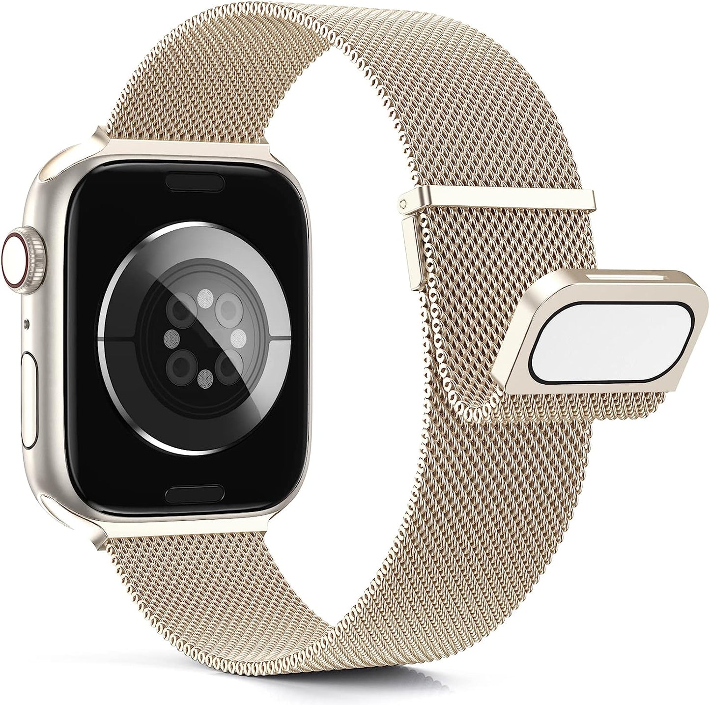 Merlion Magnetic Band for Apple Watch Band 41Mm 40Mm 38Mm 49Mm 45Mm 44Mm 42Mm for Women Men, Mesh Stainless Steel Dual Magnetic Clasp Strap for Iwatch Series 8 7 6 5 4 3 2 1 SE Ultra  Merlion Champagne Gold 42/44/45/49mm 