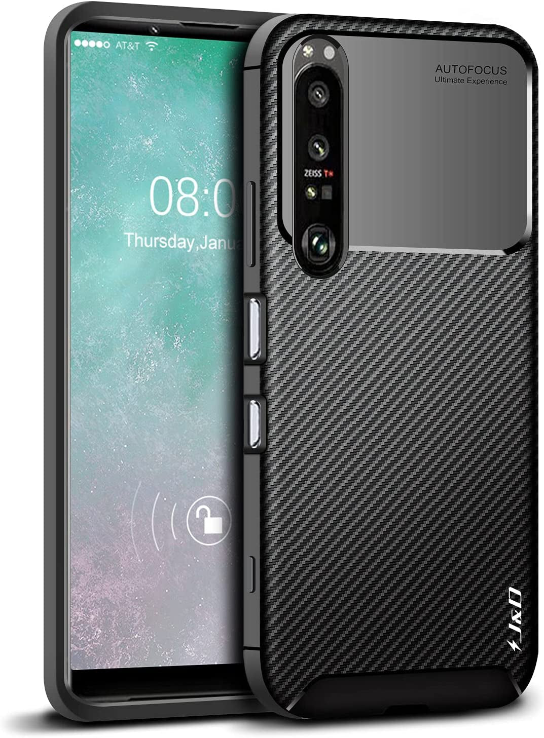 J&D Case Compatible for Sony Xperia 1 III Case, Carbon Fiber Pattern Drop Protection anti Shock Protective TPU Slim Case for Xperia 1 III Bumper Case, Black  J&D Tech   