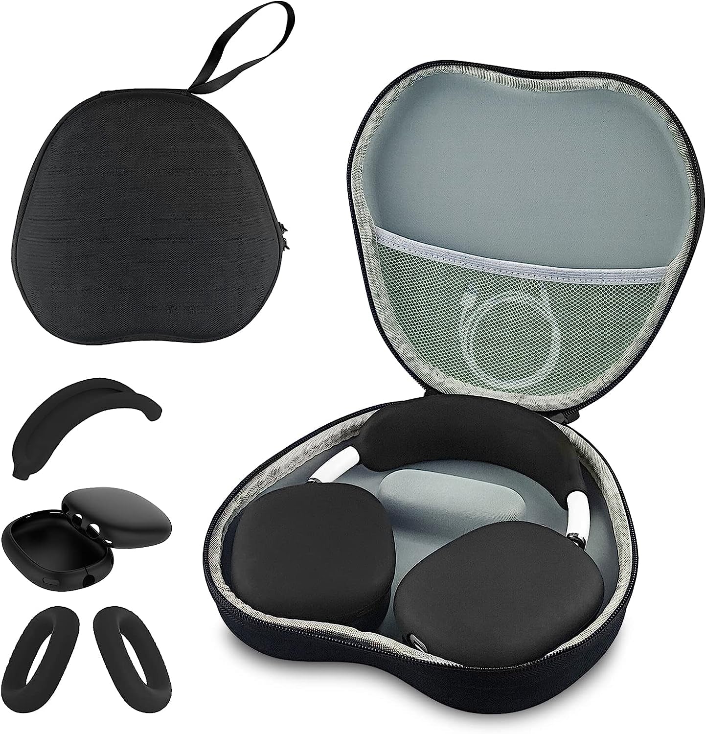 Aiaabq Hard Case for Airpods Max,Travel Carrying Headphone Case Include Silicone Anti-Scratch Ear Pad Case Cover/Ear Cups Cover/Headband Cover,Airpods Max Protective Portable Storage Bag (Black)  Aiaabq   
