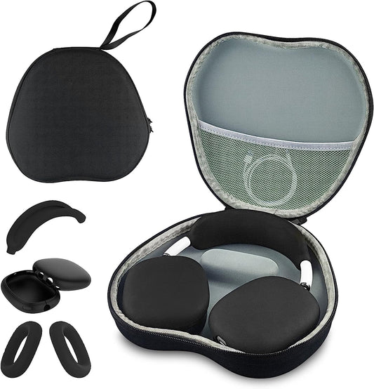 Aiaabq Hard Case for Airpods Max,Travel Carrying Headphone Case Include Silicone Anti-Scratch Ear Pad Case Cover/Ear Cups Cover/Headband Cover,Airpods Max Protective Portable Storage Bag (Black)  Aiaabq   
