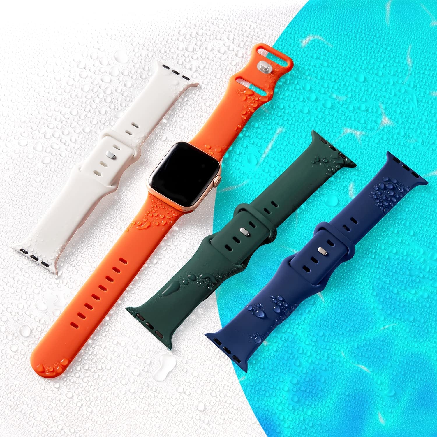 8 Pack Watch Bands Compatible with Apple Watch Band 38Mm 40Mm 41Mm 42Mm 44Mm 45Mm 49Mm for Women Men, Soft Silicone Waterproof Sport Strap Replacement Wristbands for Iwatch Series 8 7 6 5 4 3 2 1 SE  OriBear   