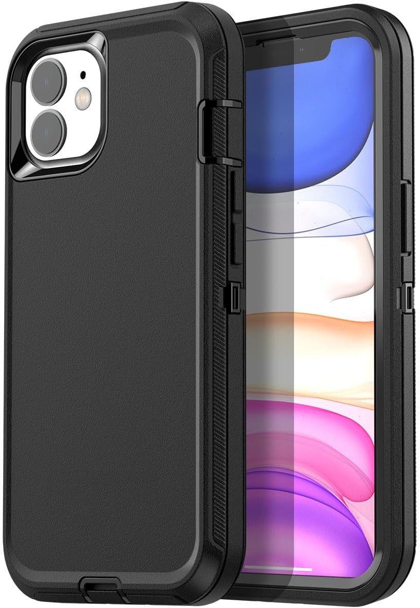 Aicase for Iphone 11 Case with Belt-Clip Holster, Heavy Duty Drop Protection Rugged Shockproof/Drop/Dust Proof 3-Layer Protective Durable Indestructible Phone Cover for Iphone 11, Black  AICase Black Iphone 11 
