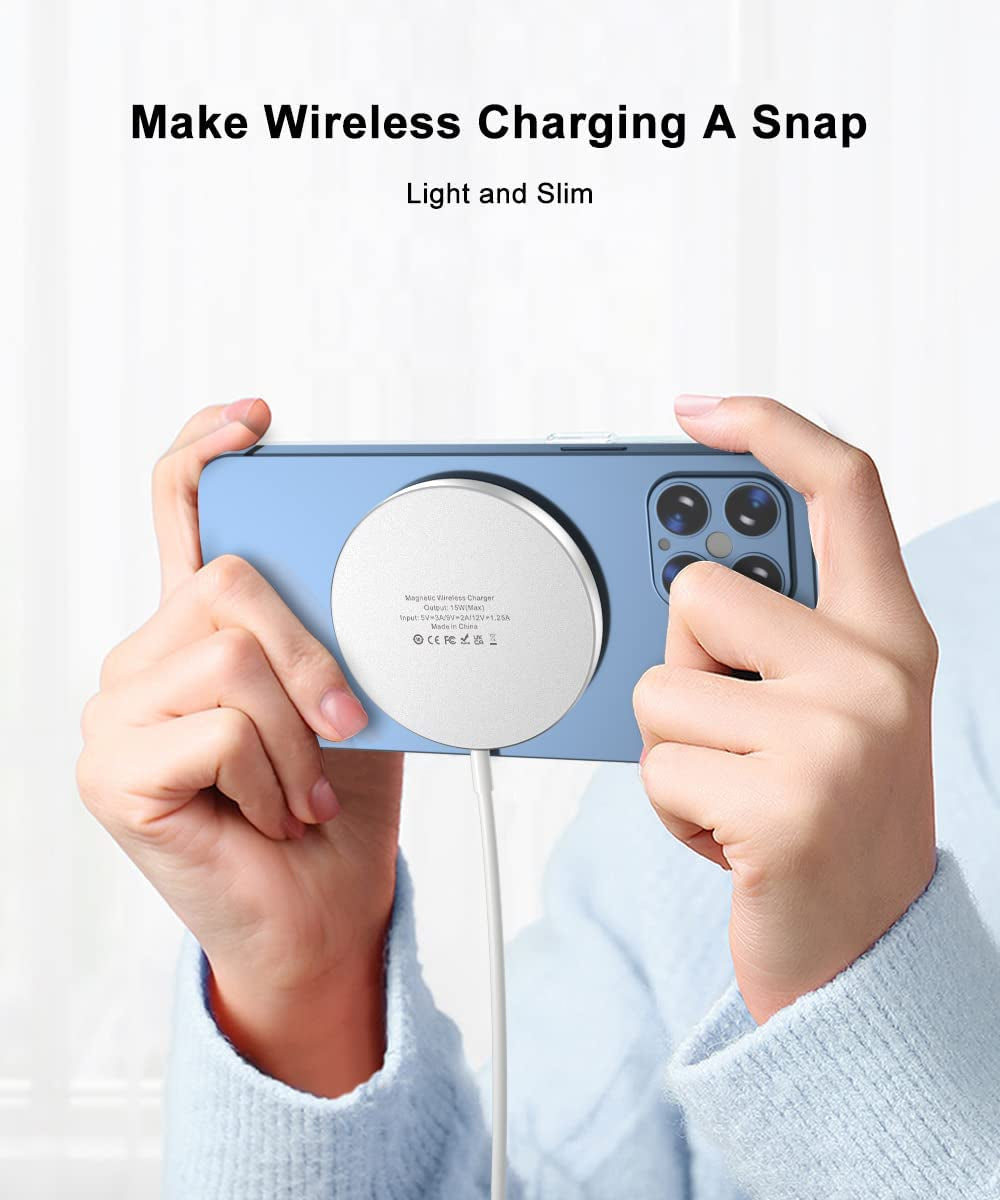 Basesailor Magnetic Wireless Charger with USB C Adapter,Portable Travel Cordless Qi Fast Charging Pad for Magsafe,Iphone 13 12 11 14 Pro Max Mini,Se XR Xs,Airpods,Samsung Galaxy S23 S22 Z Fold Flip  Basesailor   