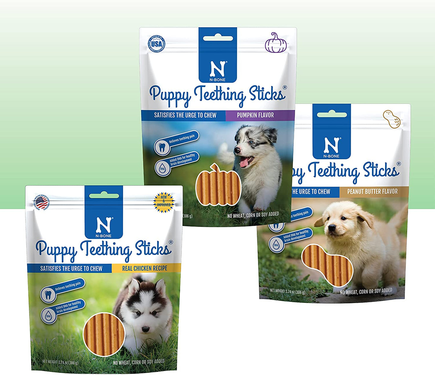 N-Bone Puppy Teething Treats,Chicken, 3.74 Oz (111150)  N-Bone Pumpkin 11.22 Ounce (Pack Of 3) 
