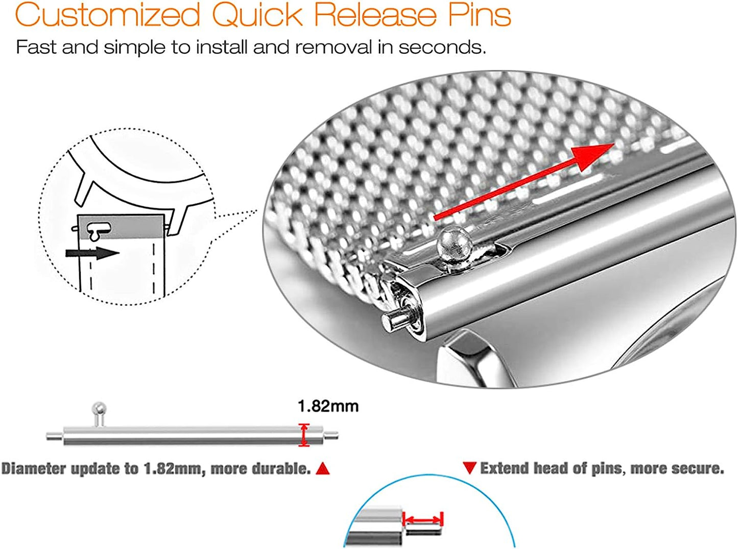 For Garmin Venu Sq/Venu 2 Plus/Vivoactive 3 Watch Band, 20Mm Quick Release Metal Mesh Stainless Steel Wristband Strap for Garmin Venu/Venu Sq Music, Vivomove 3 (Silver)  PONATTENO   