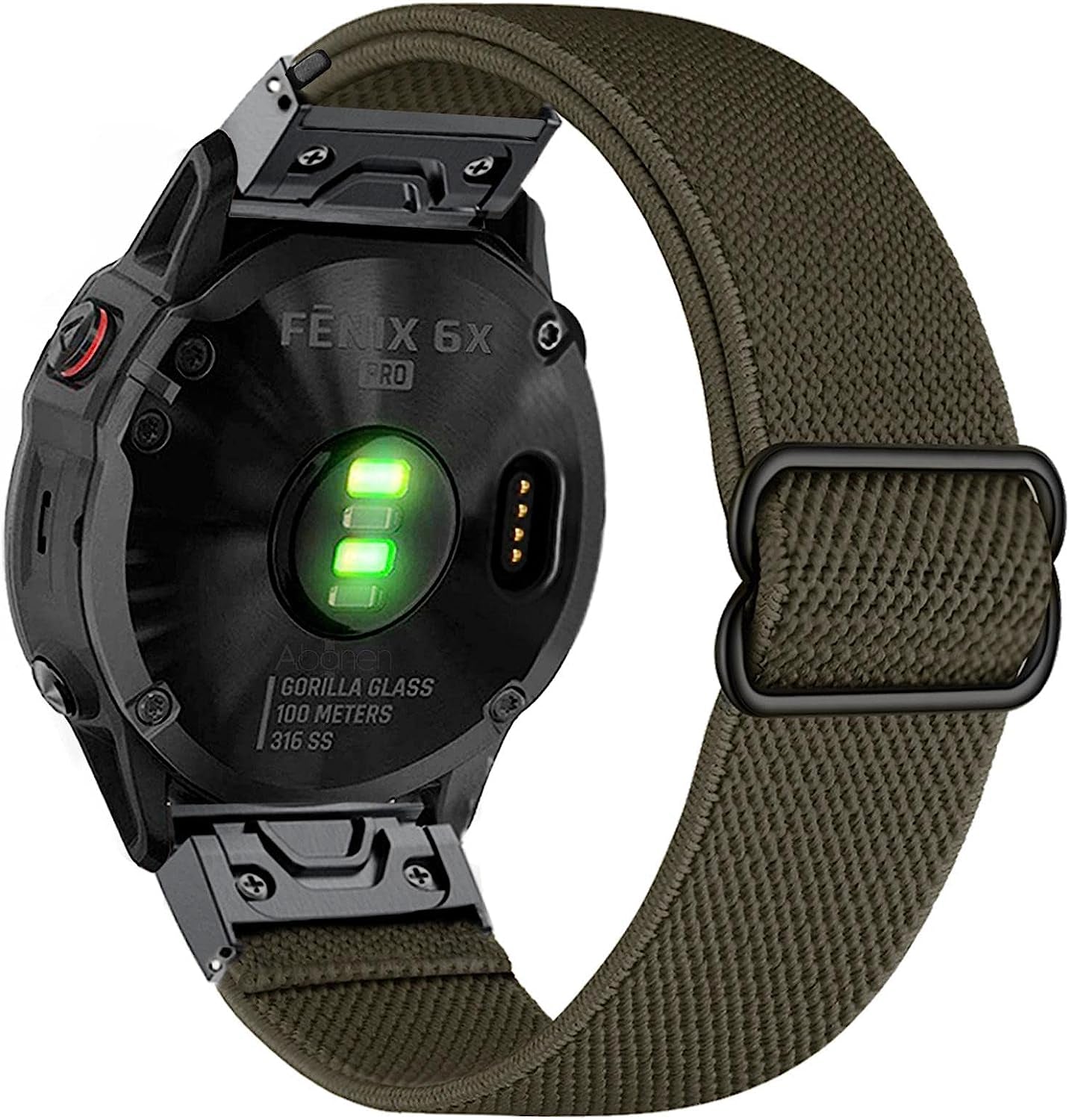 Abanen Elastic Fabric Watch Bands for Fenix 7X / Fenix 6X / Fenix 5X, 26Mm Quick Dry Fit Soft Stretchy Nylon Wristband Strap for Garmin Fenix 6X Pro,Fenix 5X Plus,Enduro,Tactix Delta  Abanen Army Green  