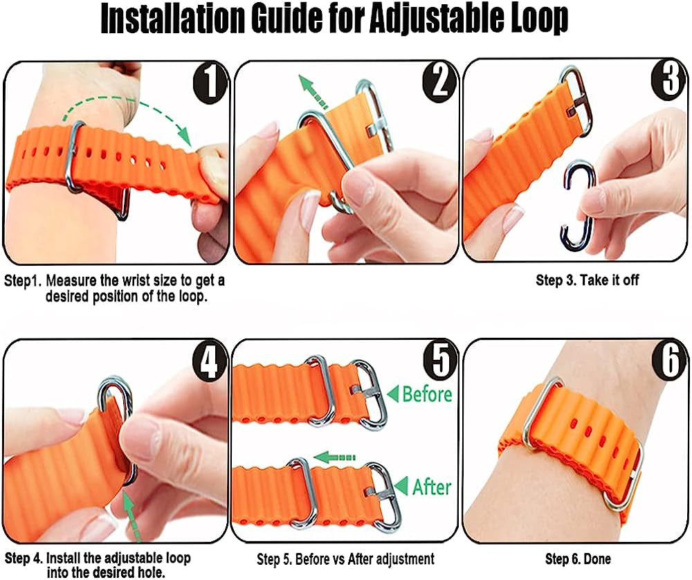 Ocean Band Compatible for Apple Watch Band Adjustable Sports Strap for Apple Watch Series Ultra/8/7/6/5/4/3/2/1/Se Compatible with 42Mm 44Mm 45Mm 49Mm Case Size  Lushan   