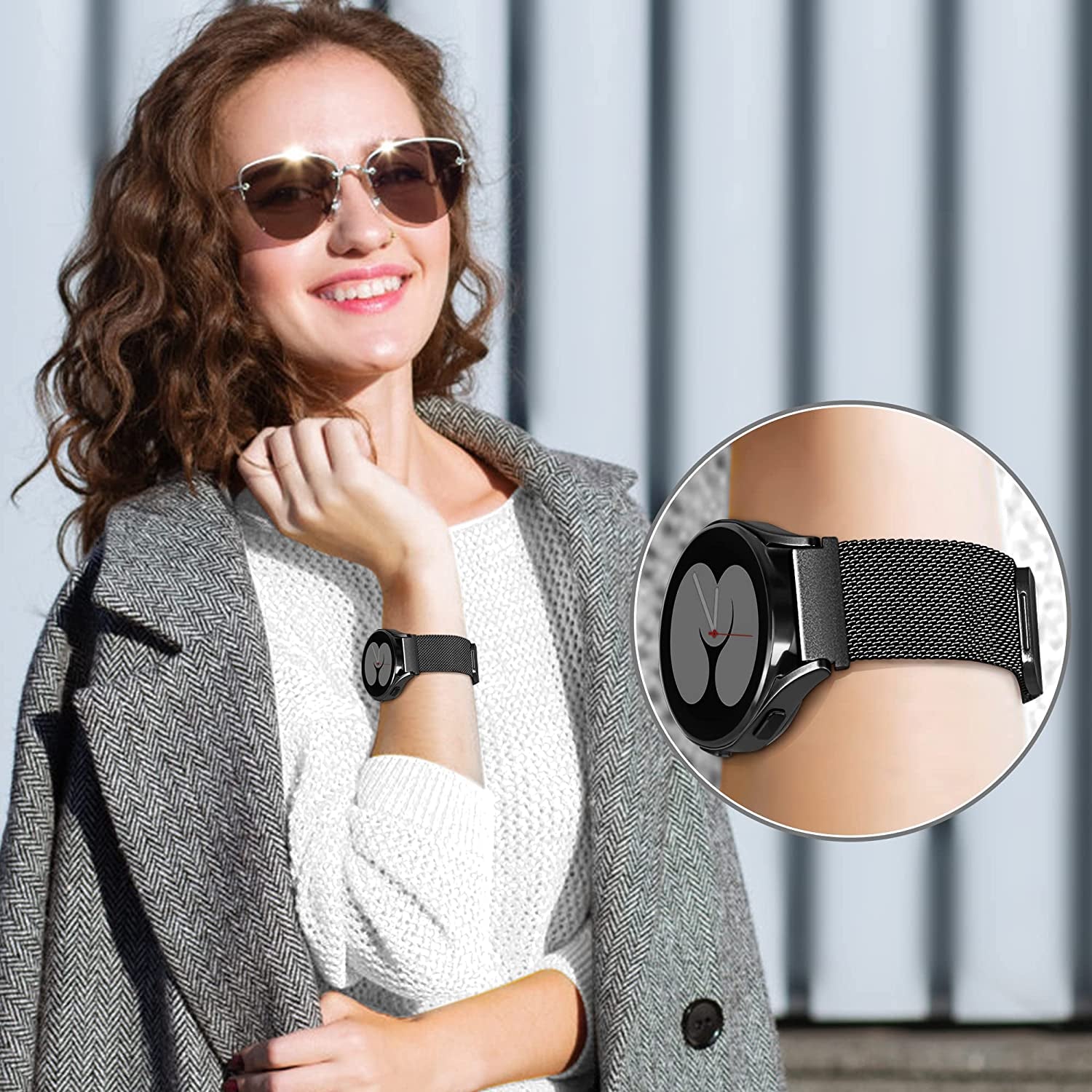 3 Packs Upgrade Double Magnetic Galaxy Watch 5/4 Band, Mesh Loop 20Mm Breathable & Comfortable Band, Compatible with Samsung Watch 5 Band/Galaxy Watch 4 Band/Watch 5 Pro Band/Active 2/ Watch 3 41Mm  YGTIECS   