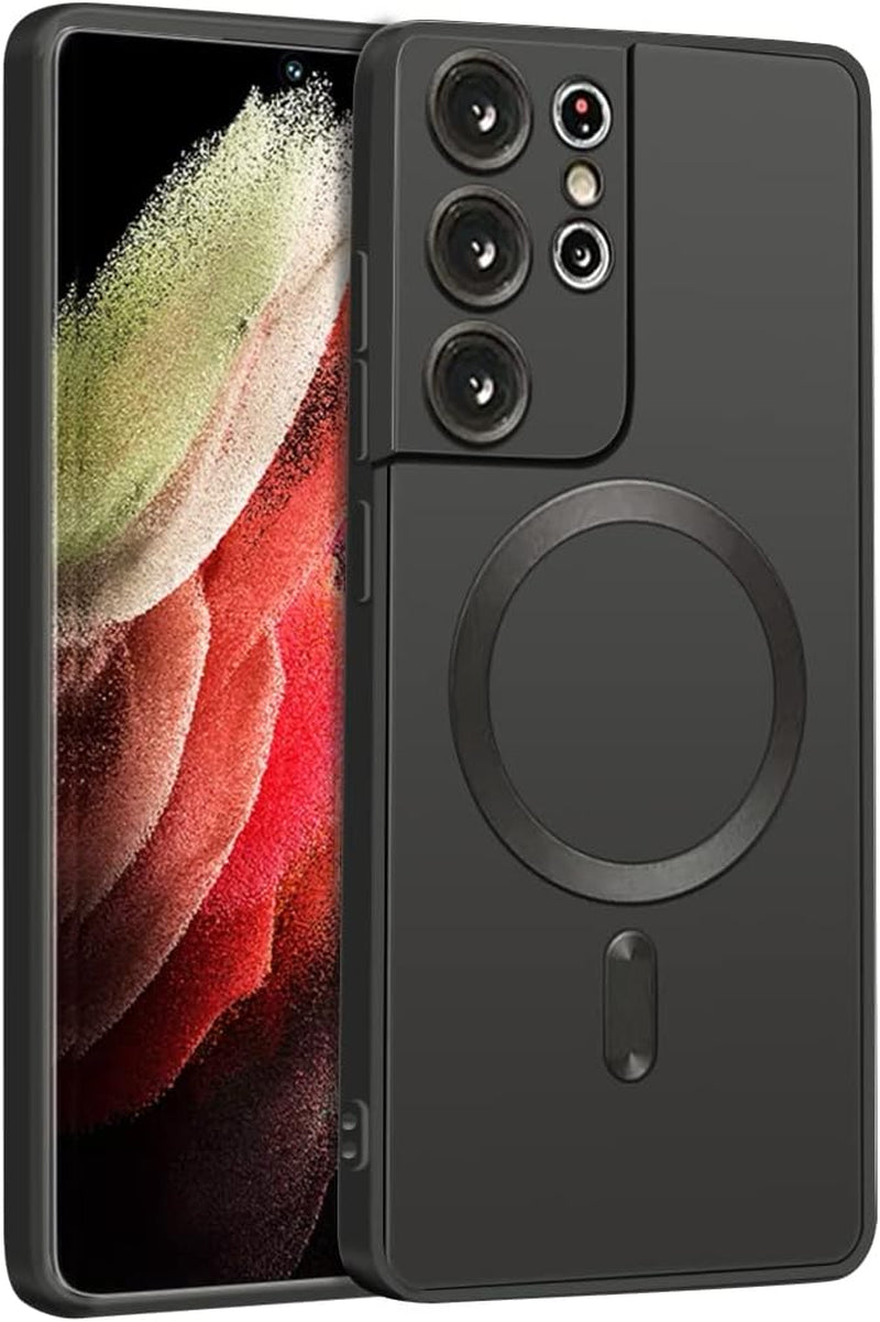 XLHLKP Case for Samsung Galaxy S21 Ultra 5G,Designed for Samsung S21 Ultra Case with Full Lens Design Back Slim Case in 6.8 Inch (Green)  XLHLKP Magnetic Black  