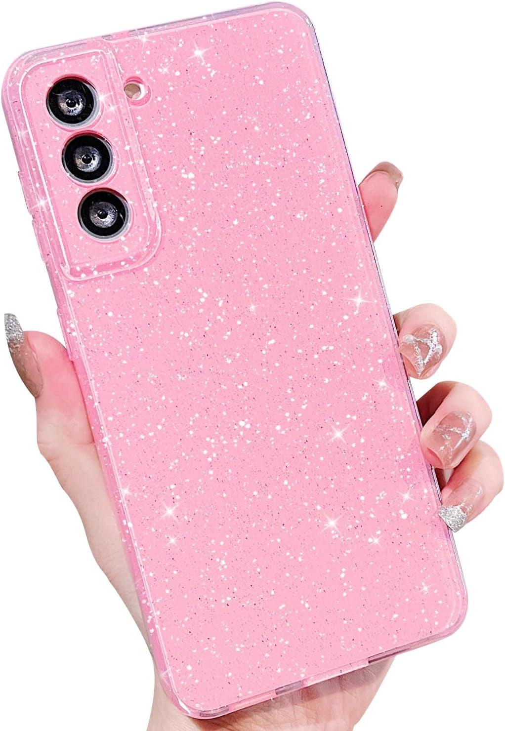 MINSCOSE Compatible with Samsung Galaxy S21 plus 5G Case,Cute Bling Glitter Thin Slim Shockproof TPU Sparkly Cover for Women Girl for Galaxy S21 plus 6.7 Inch-Mint Green  MINSCOSE Pink S21 