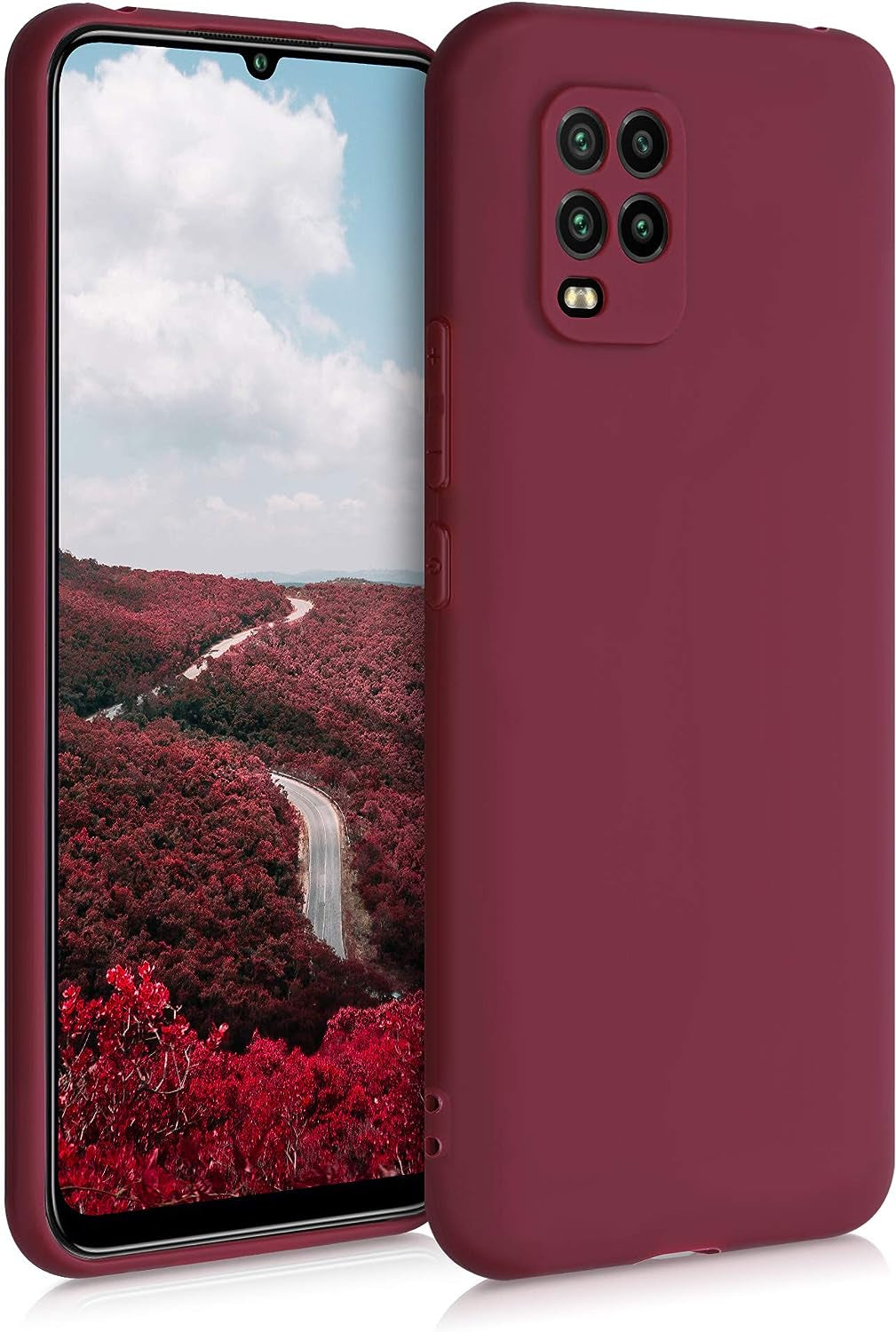 Kwmobile Case Compatible with Xiaomi Mi 10 Lite (5G) Case - Protective Slim TPU Phone Cover - Soft Matte Finish - Mango  KW-Commerce Rhubarb Red  