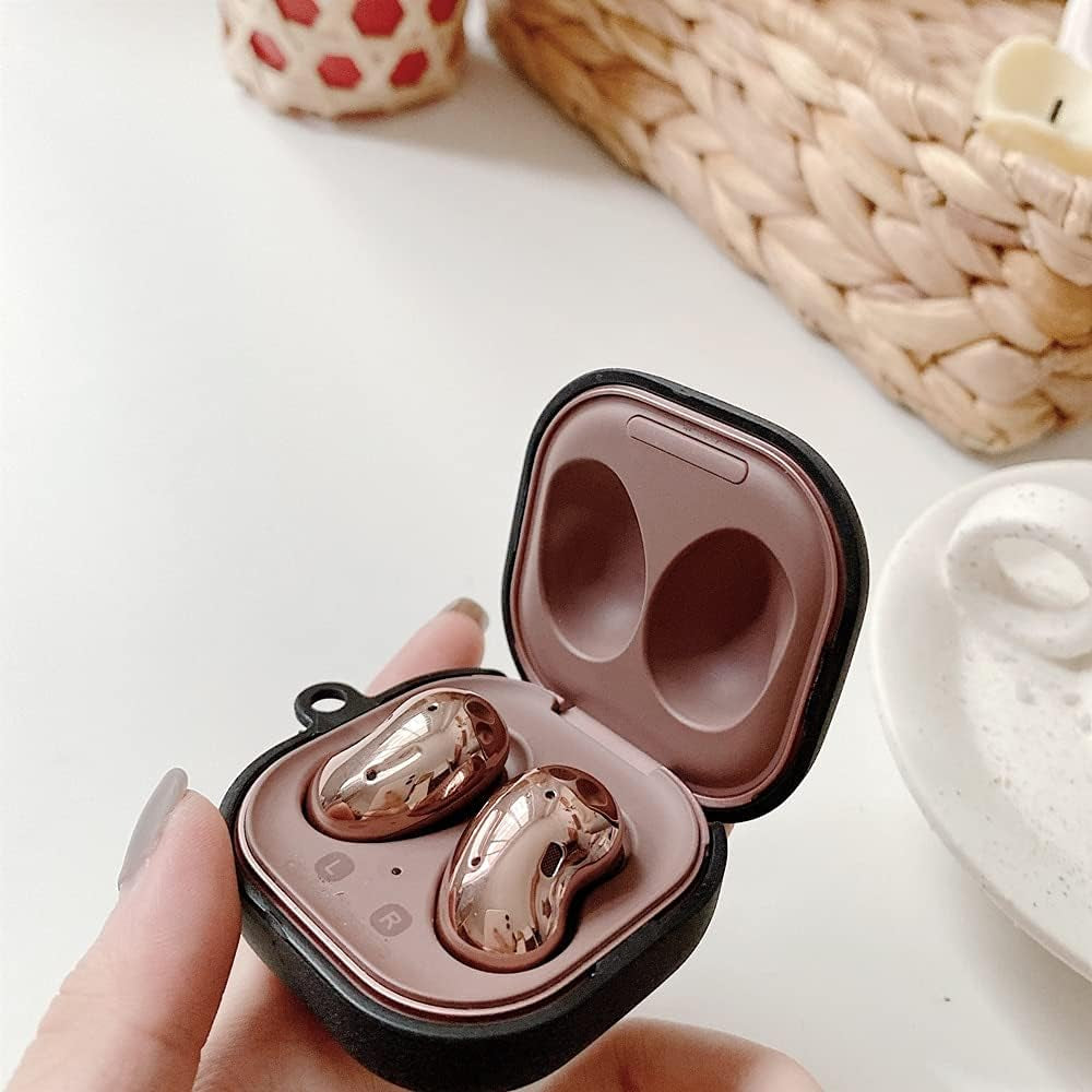 AOLABOKY Fashion Pink Love Heart Earphone Cover for Samsung Galaxy Buds Live Case PC Hard Shell Headphone Plush Keying (For Buds Live-2)  AOLABOKY   