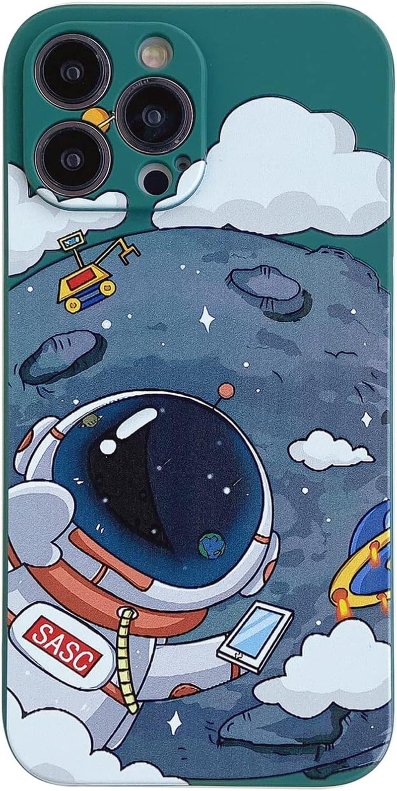 Yonds Queen for Iphone 13 Mini Cute Case, Cool Cartoon Swing Astronaut Planet Moon Design Stylish Soft TPU Bumper Shockproof Anti-Slip Protector Case (Iphone 13 Mini, Black Planet)  Yonds Queen Vert Moon Iphone X / Xs 