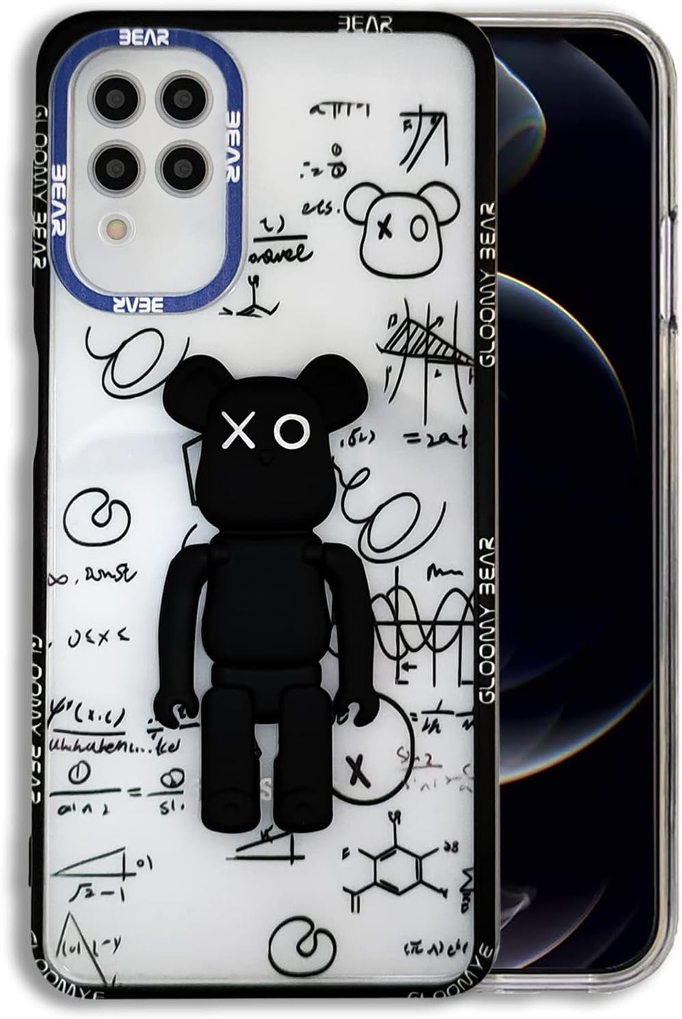 DOWINTIGER Samsung Galaxy A53 5G Case - Cool Designer 3D Bear with Kickstand Design for Boys Men, Street Fashion Soft Flexible Slim TPU Camera Lens Protective Clear Cover for Galaxy A53 - Black Bear  DOWINTIGER Black Bear Kickstand Samsung Galaxy A12 