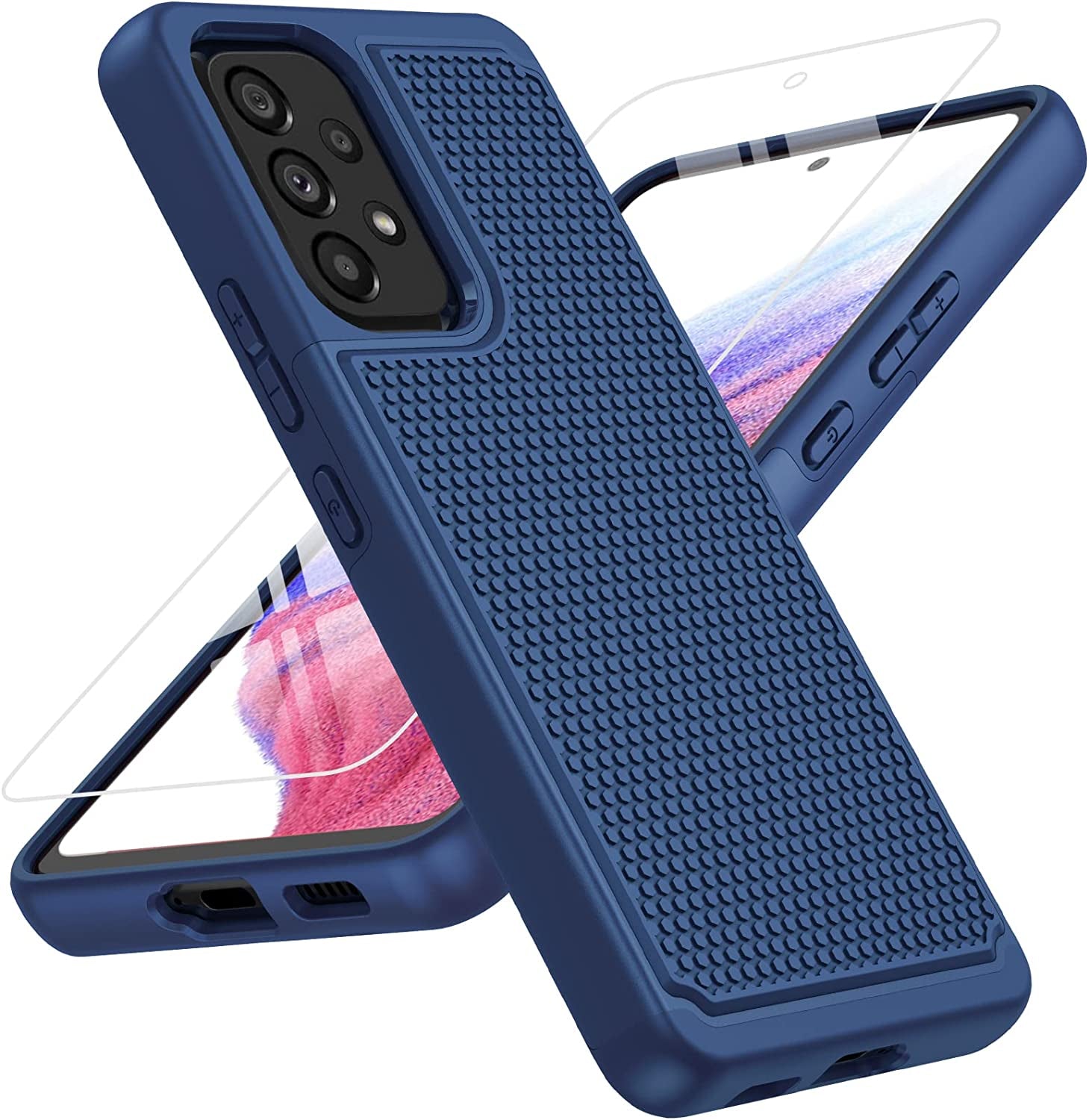 BNIUT for Samsung Galaxy A53 5G (Samsung A53 5G UW) Case: Dual Layer Protective Heavy Duty Cell Phone Cover Shockproof Rugged with Non Slip Textured Back - Military Protection - 6.5Inch (Navy Blue)  binghexin   